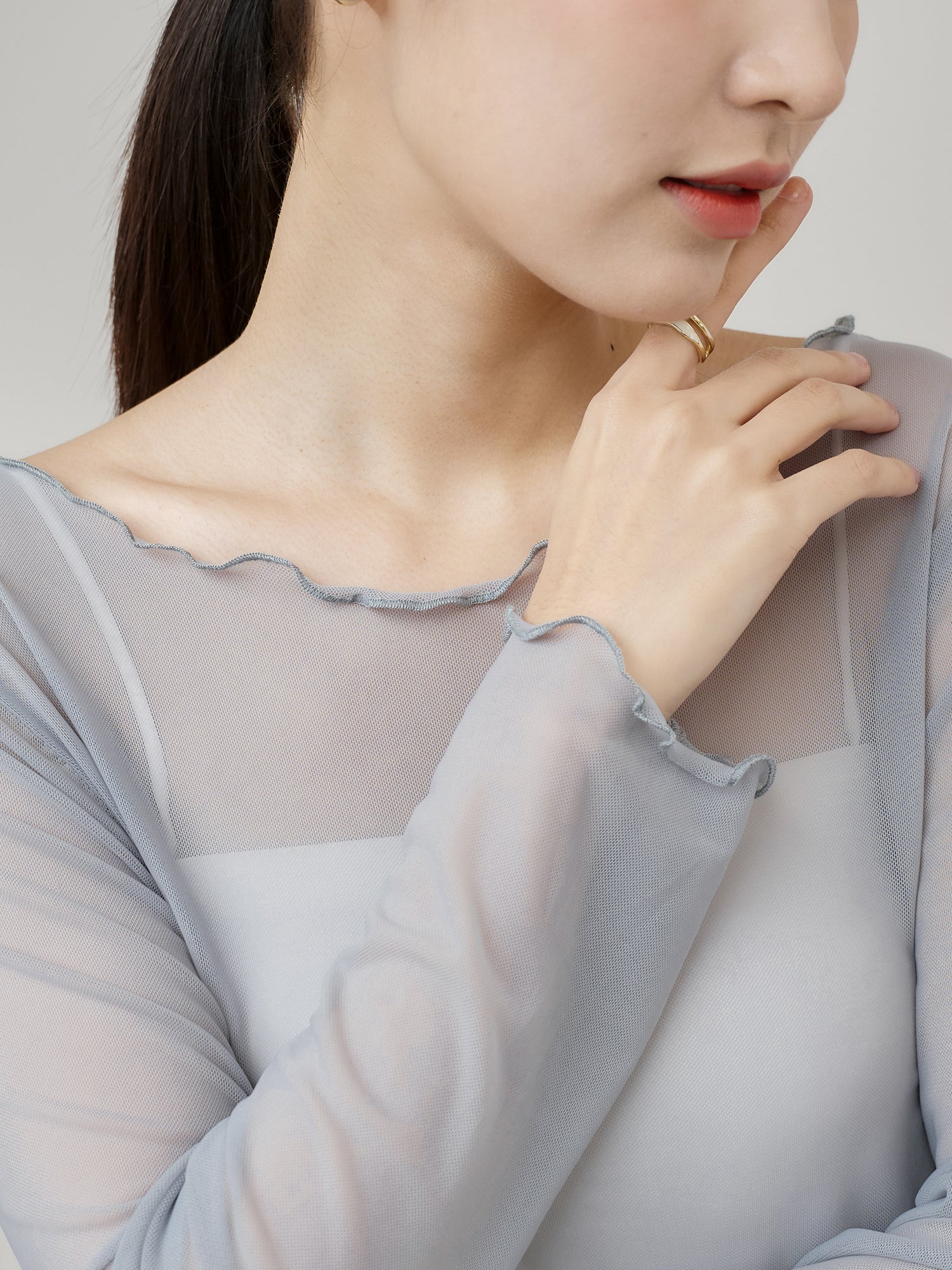 Soft Ruffle Sheer Top