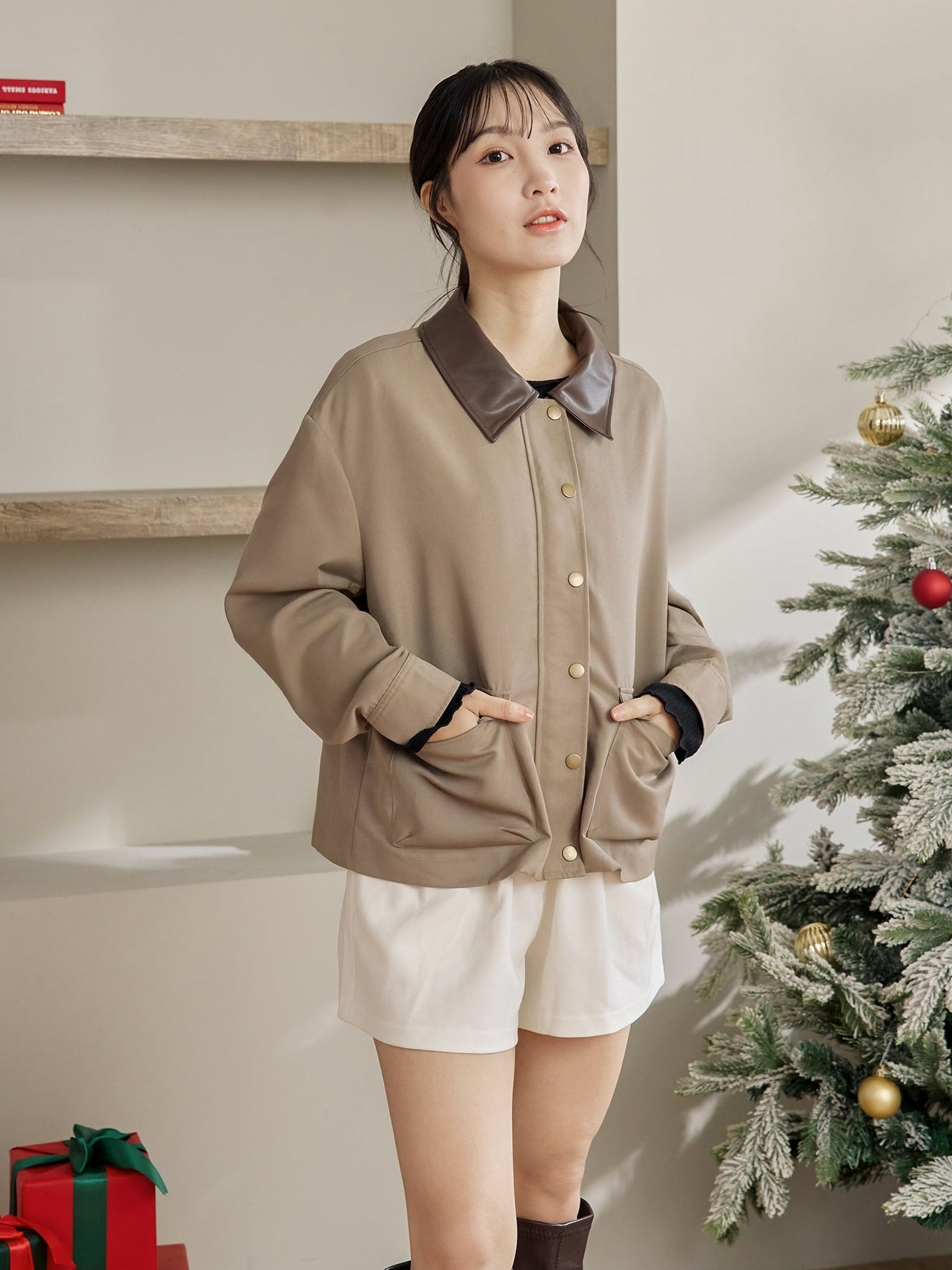 Leather Collar Barn Jacket