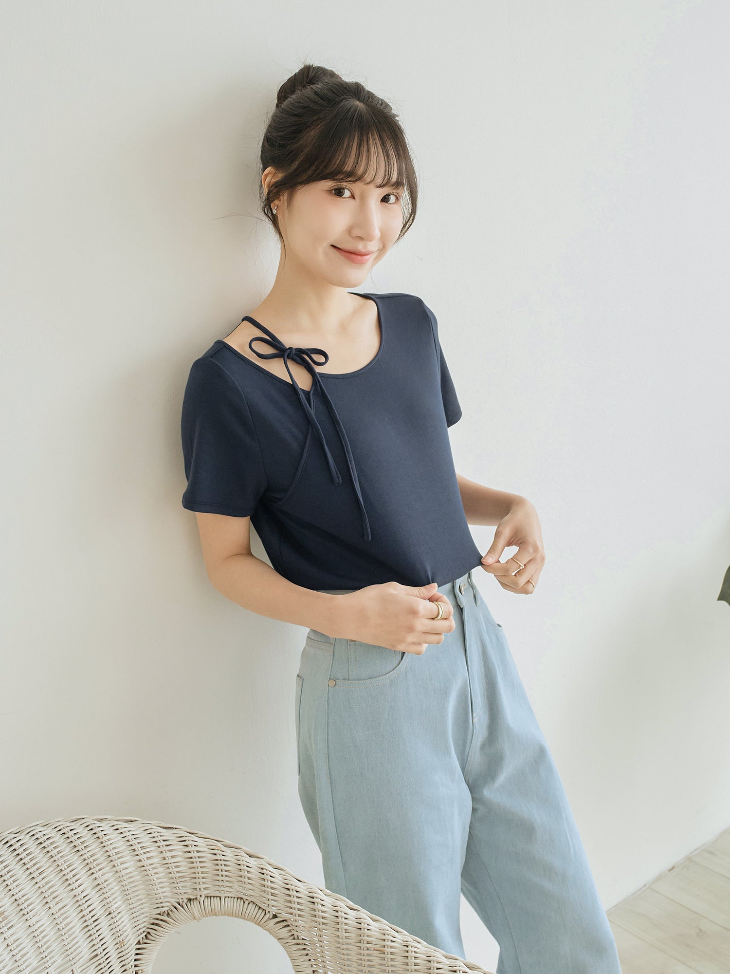 Tie Neck Cut Out Top