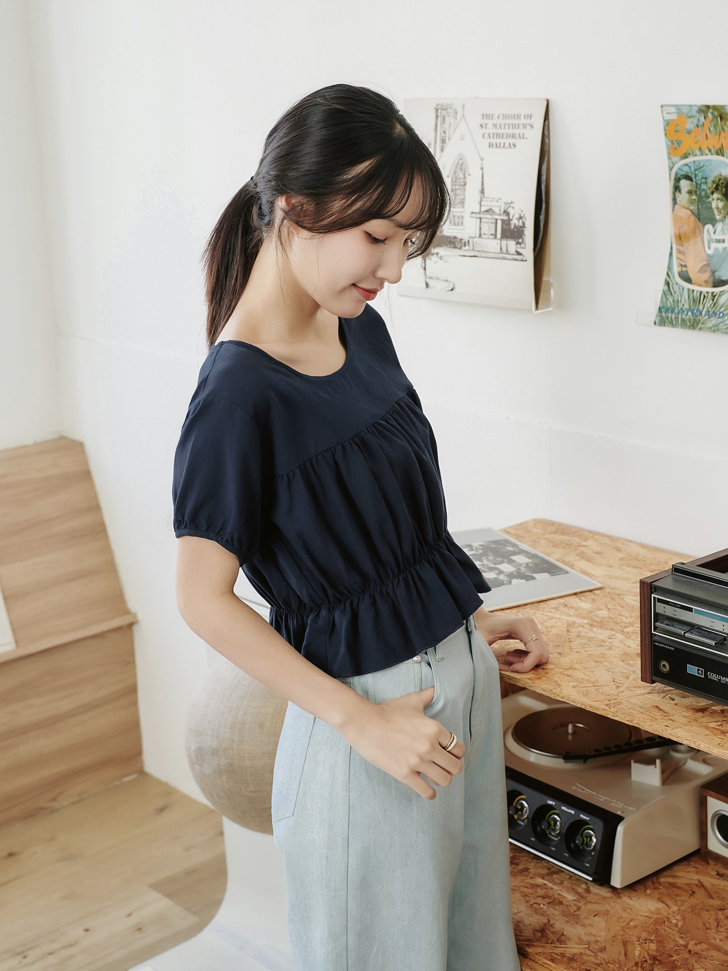Feminine Elastic Waist Top