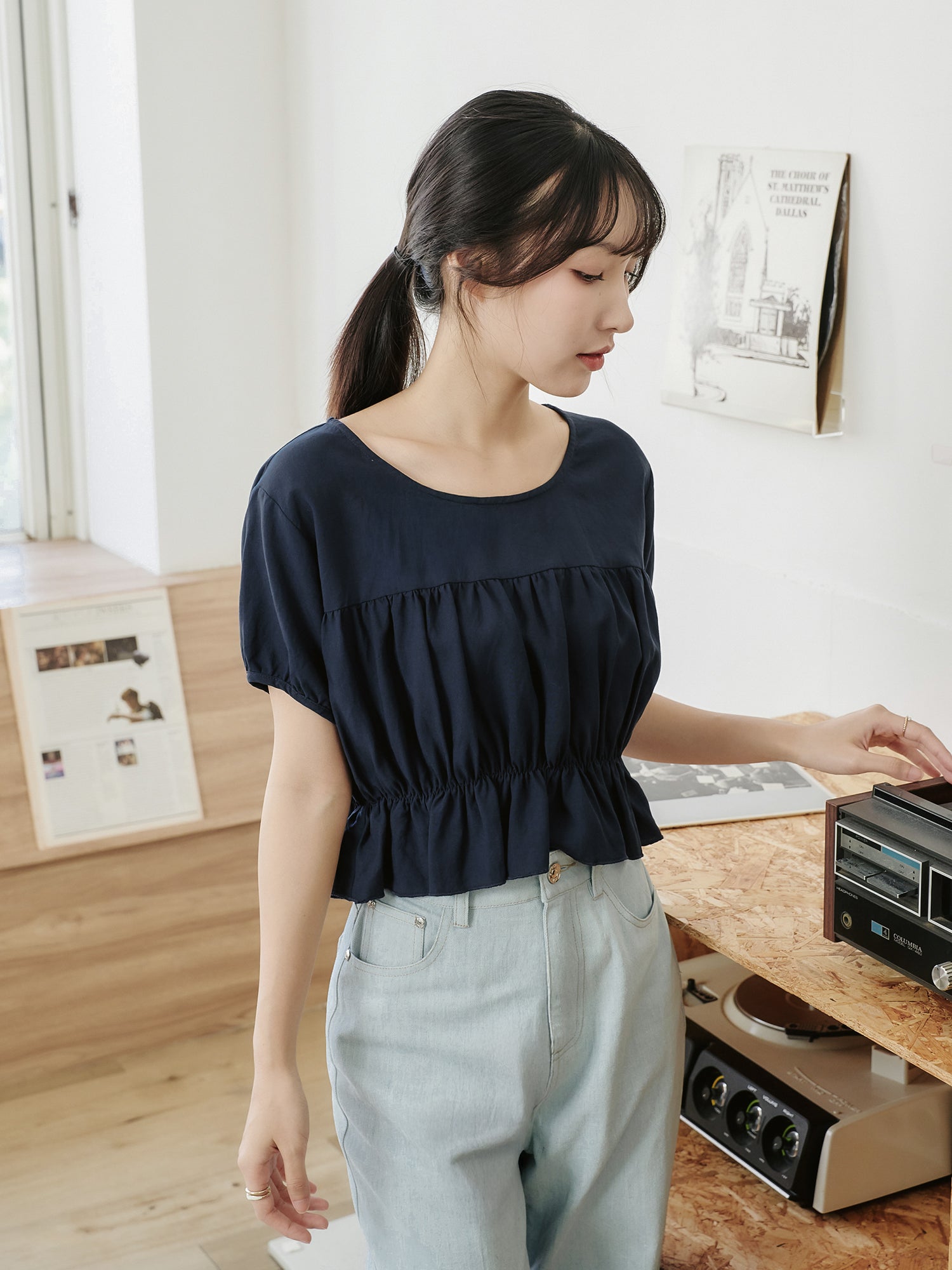 Feminine Elastic Waist Top