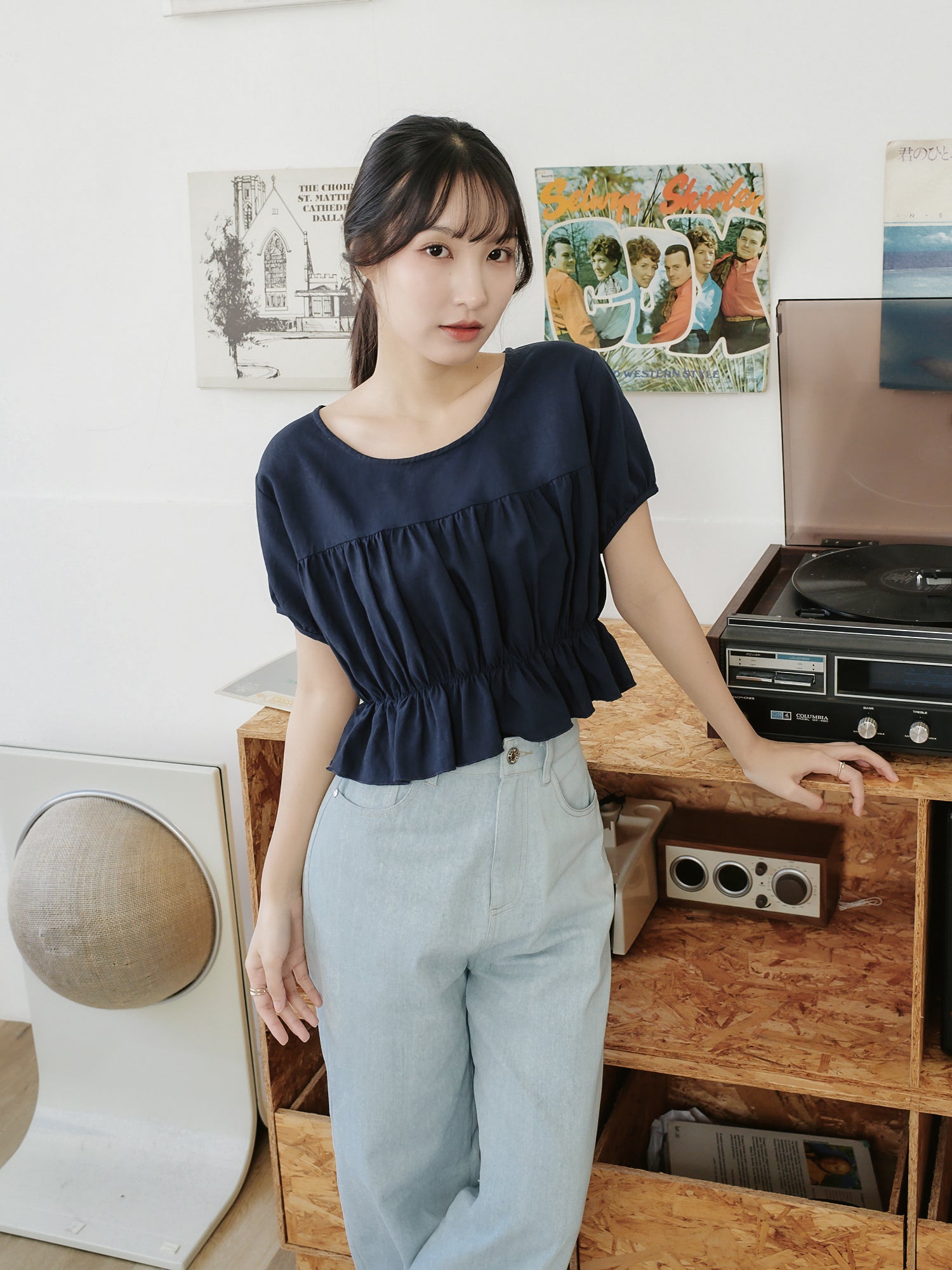Feminine Elastic Waist Top