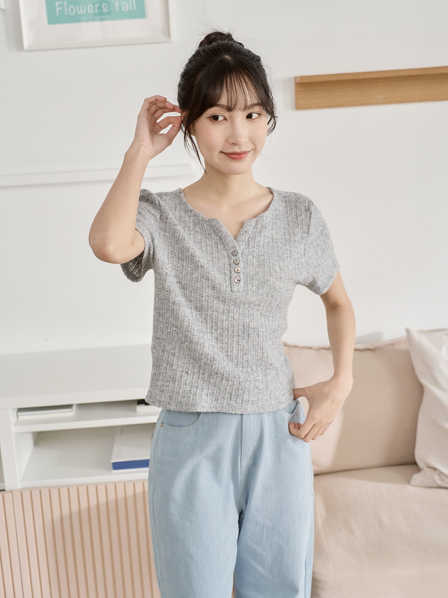 亨利領針織上衣