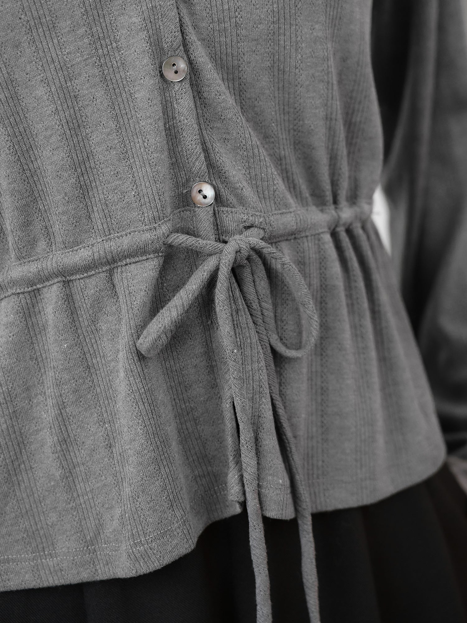 Pointelle Tie Waist Knit top