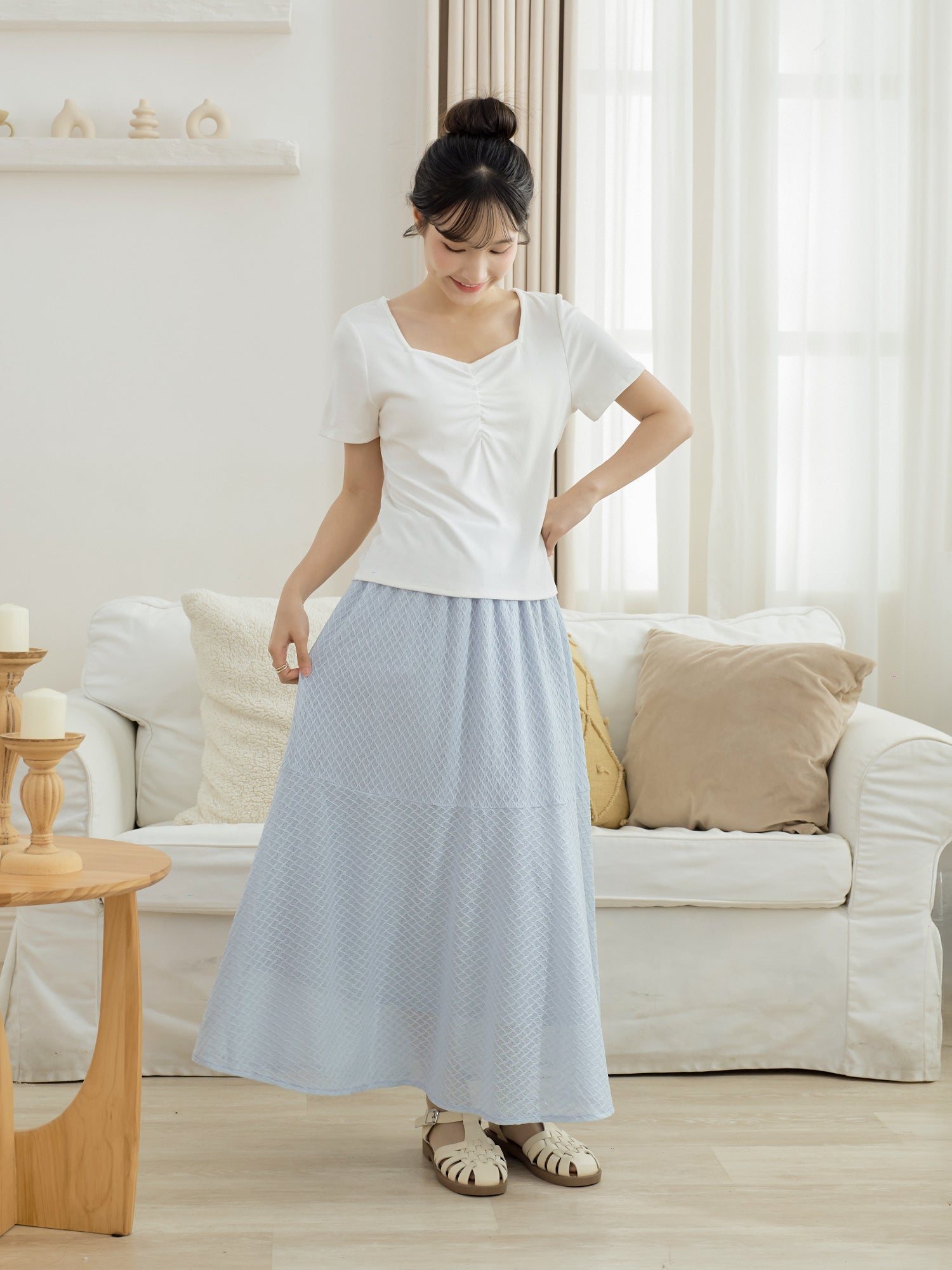 Mesh A-Line Elastic Waist Skirt