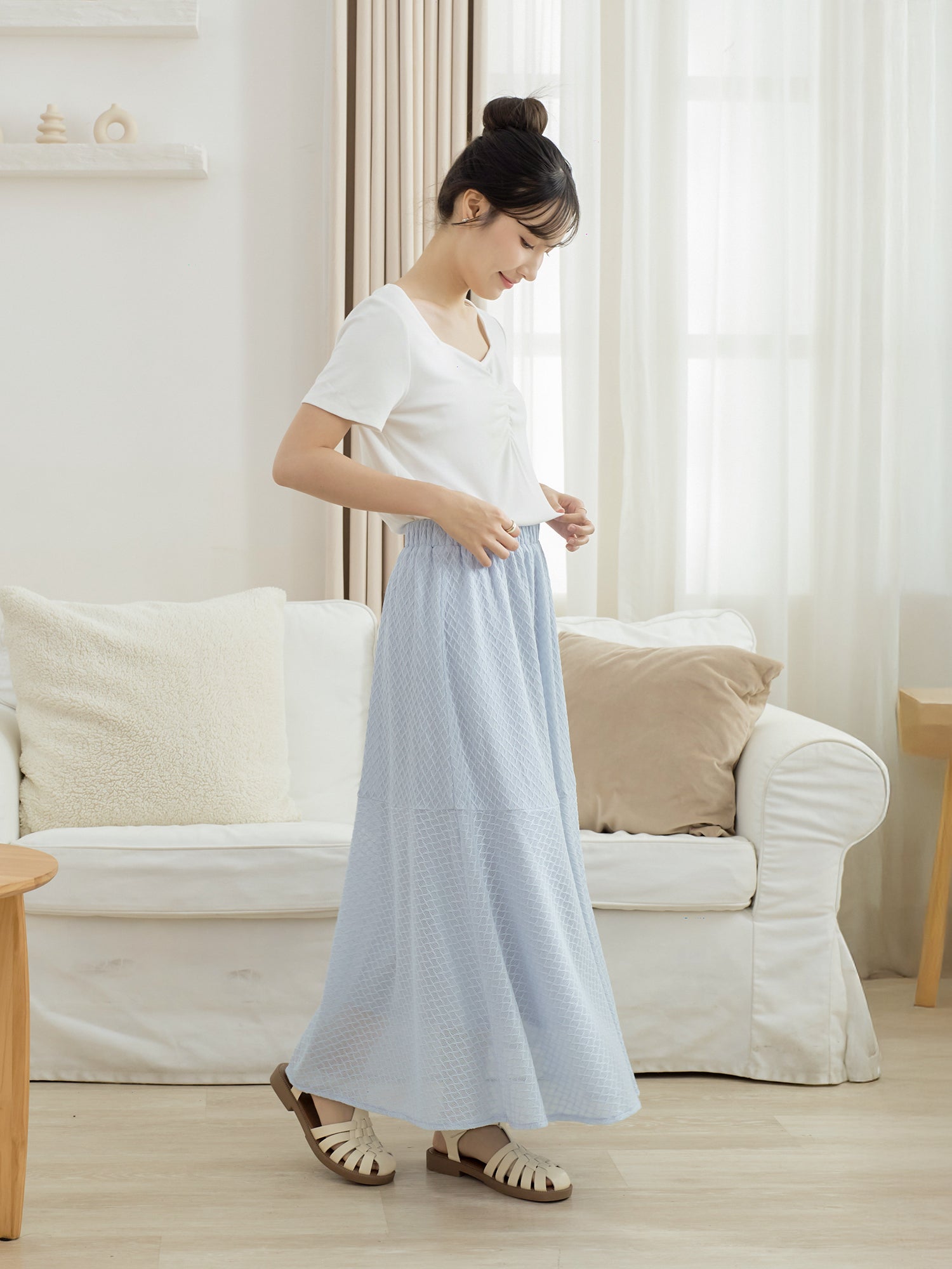 Mesh A-Line Elastic Waist Skirt