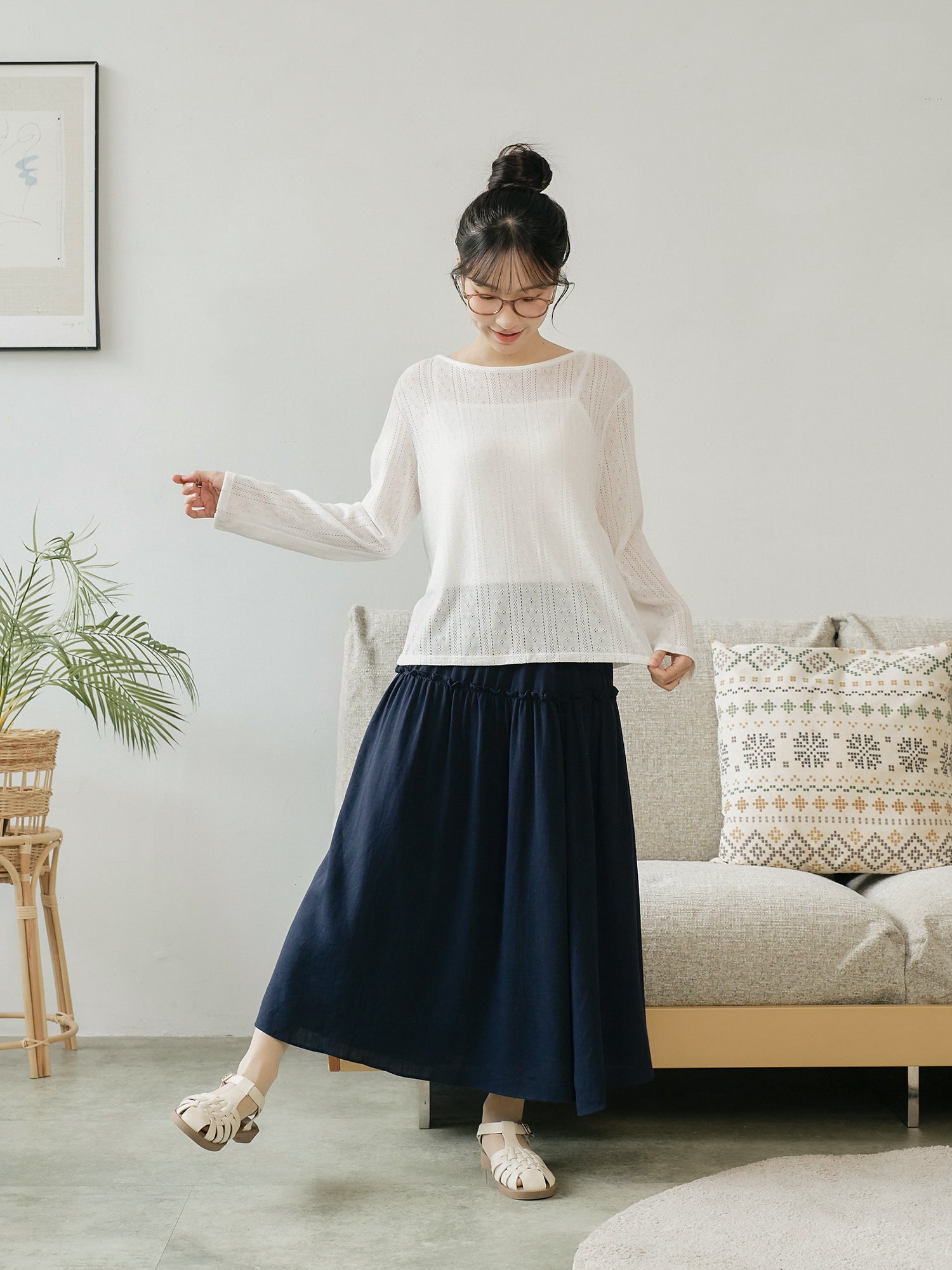 Tie Back Pointelle Sweater