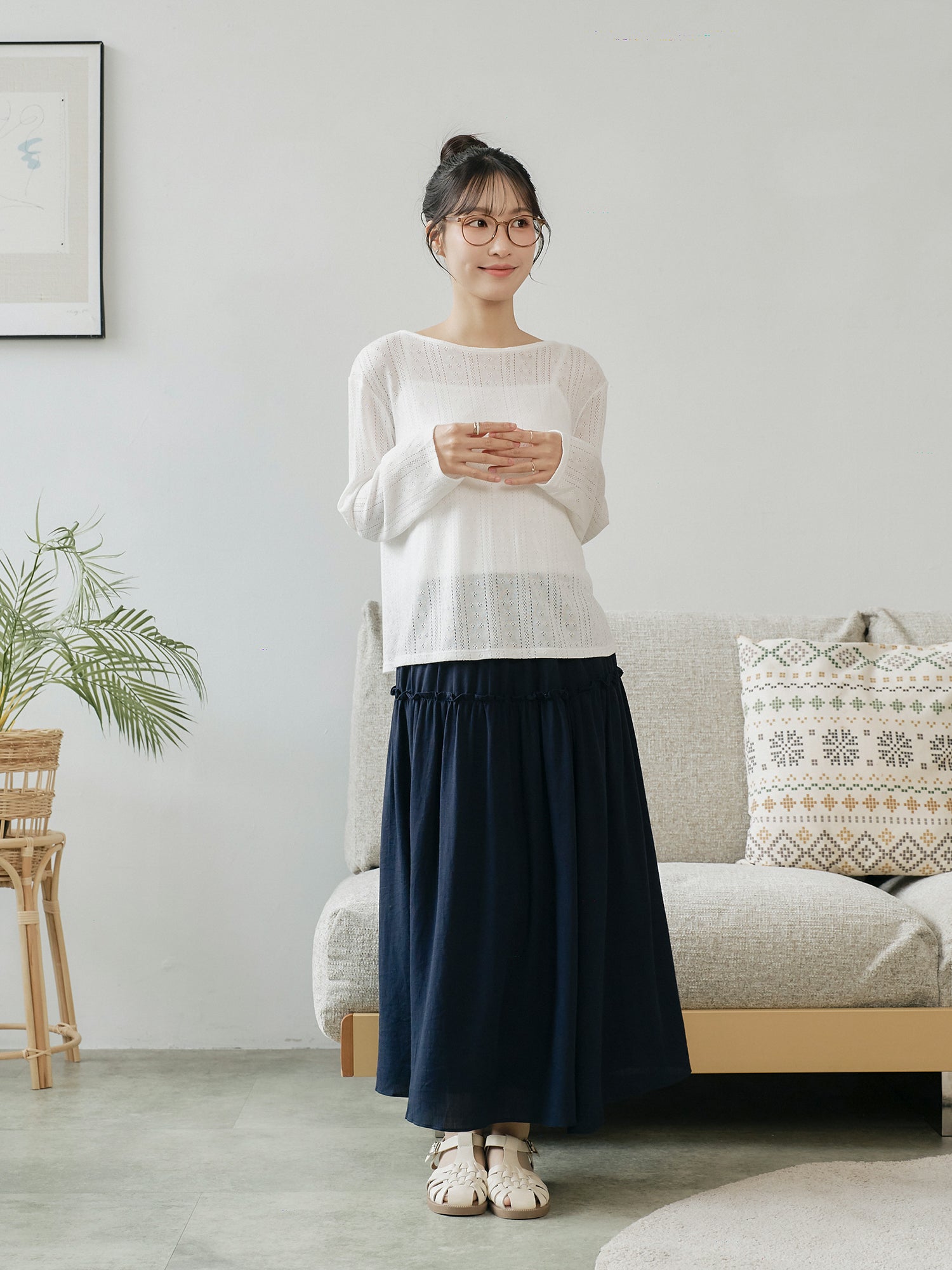 Tie Back Pointelle Sweater
