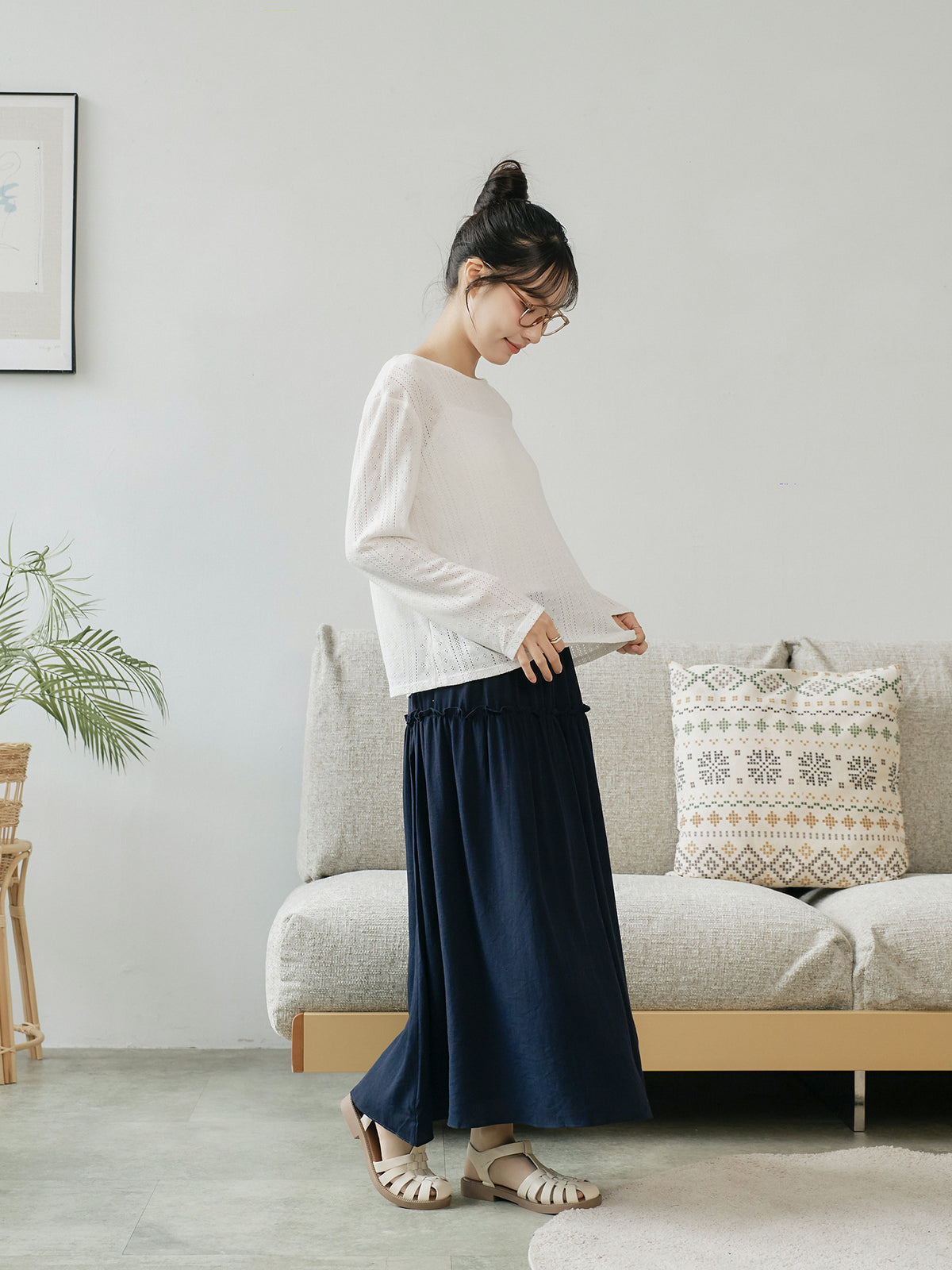 Tie Back Pointelle Sweater