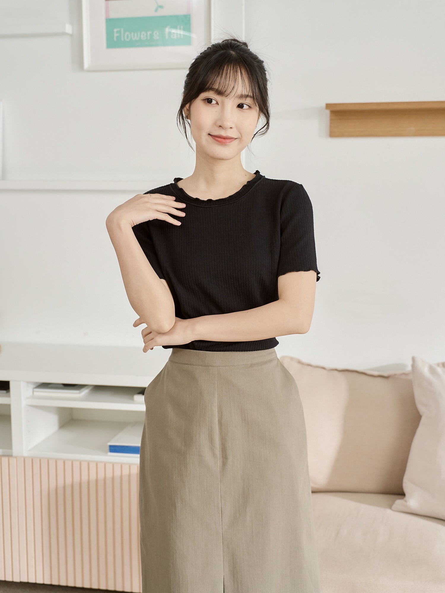 Textured Babylock Short Sleeve Top