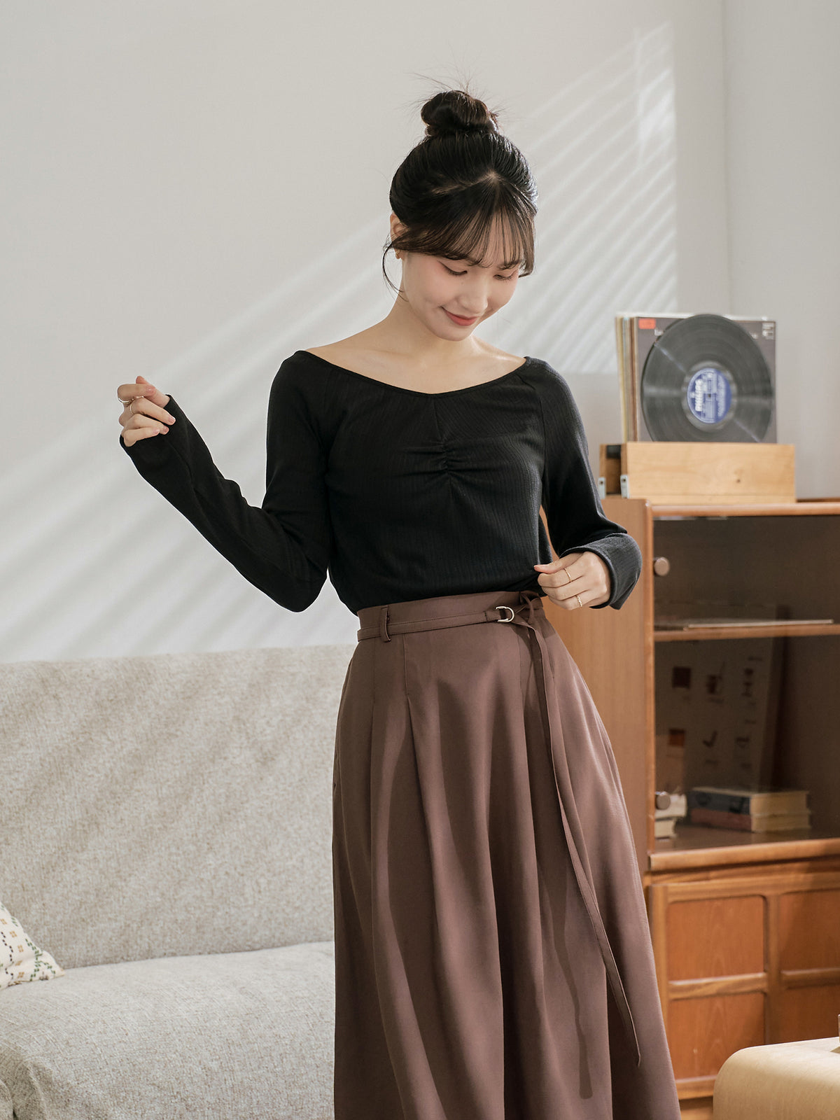V-neck Front Gather Top
