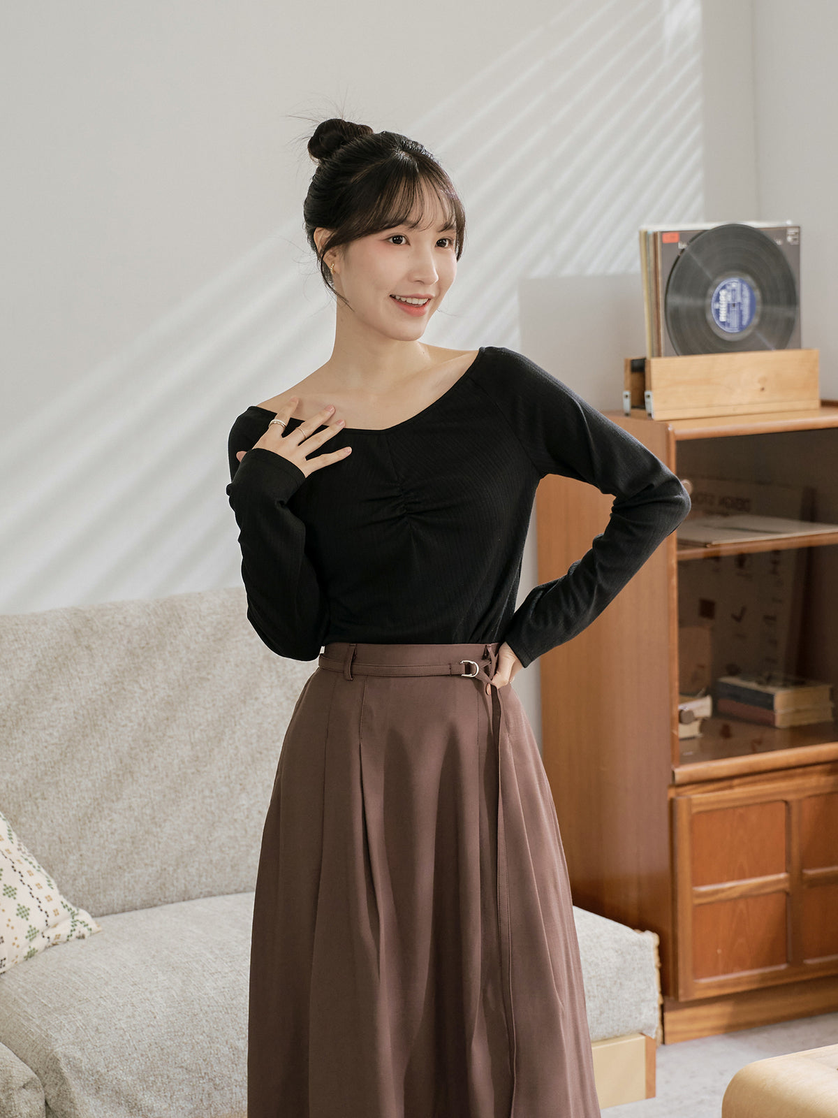 V-neck Front Gather Top