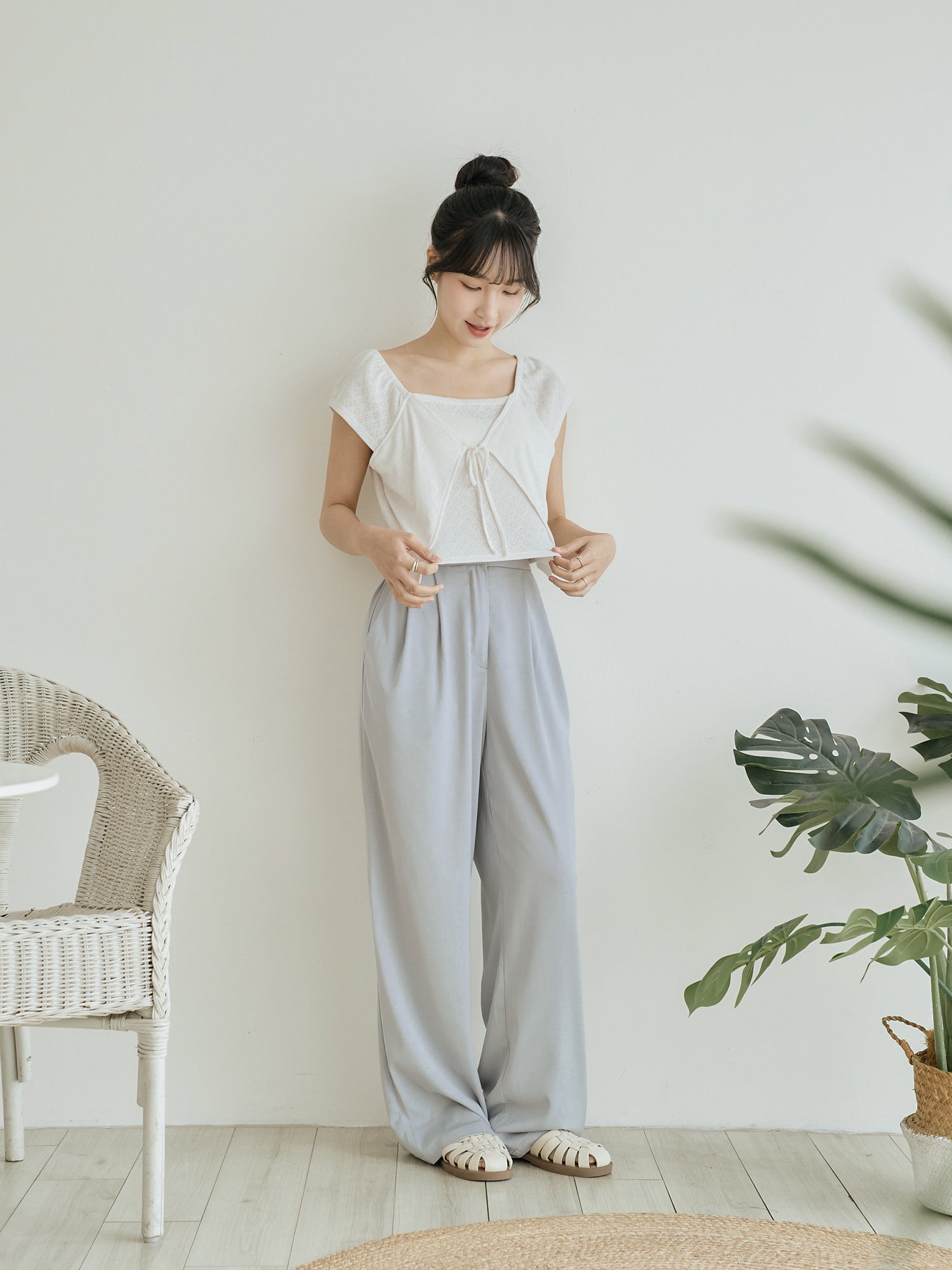 Heart Pointelle Layered Top