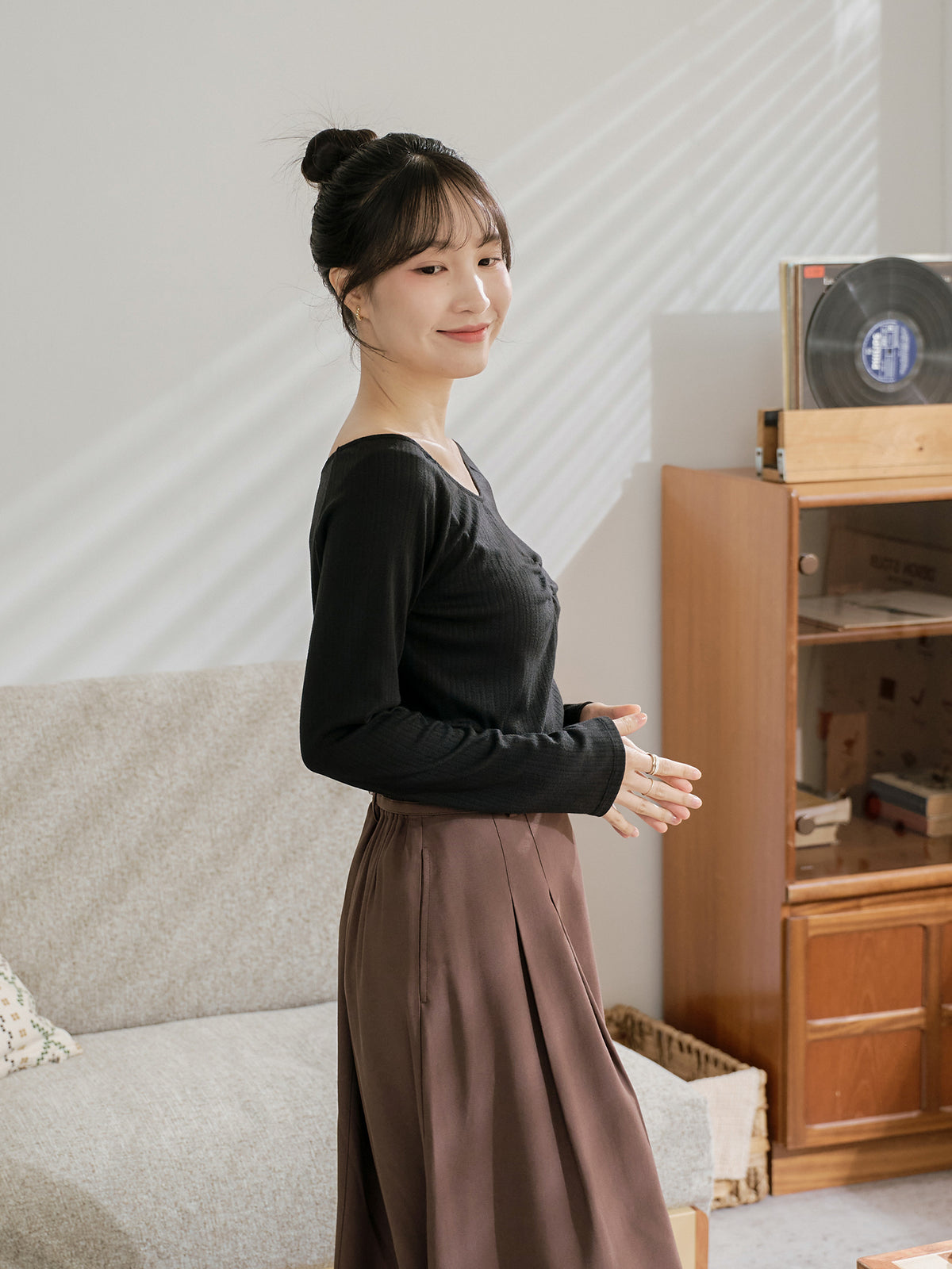 V-neck Front Gather Top