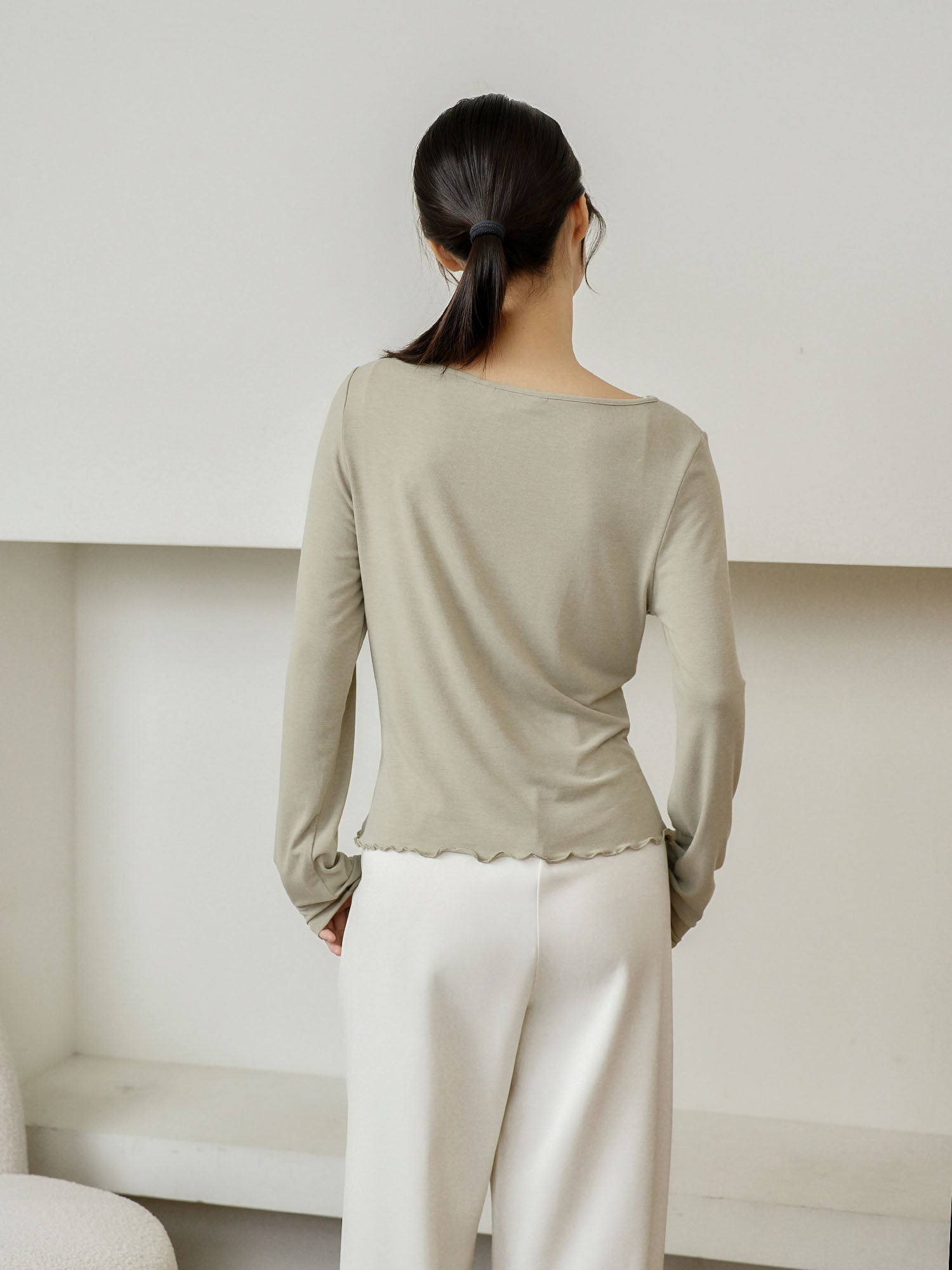 Feminine Asymmetric Pleated Drape Top