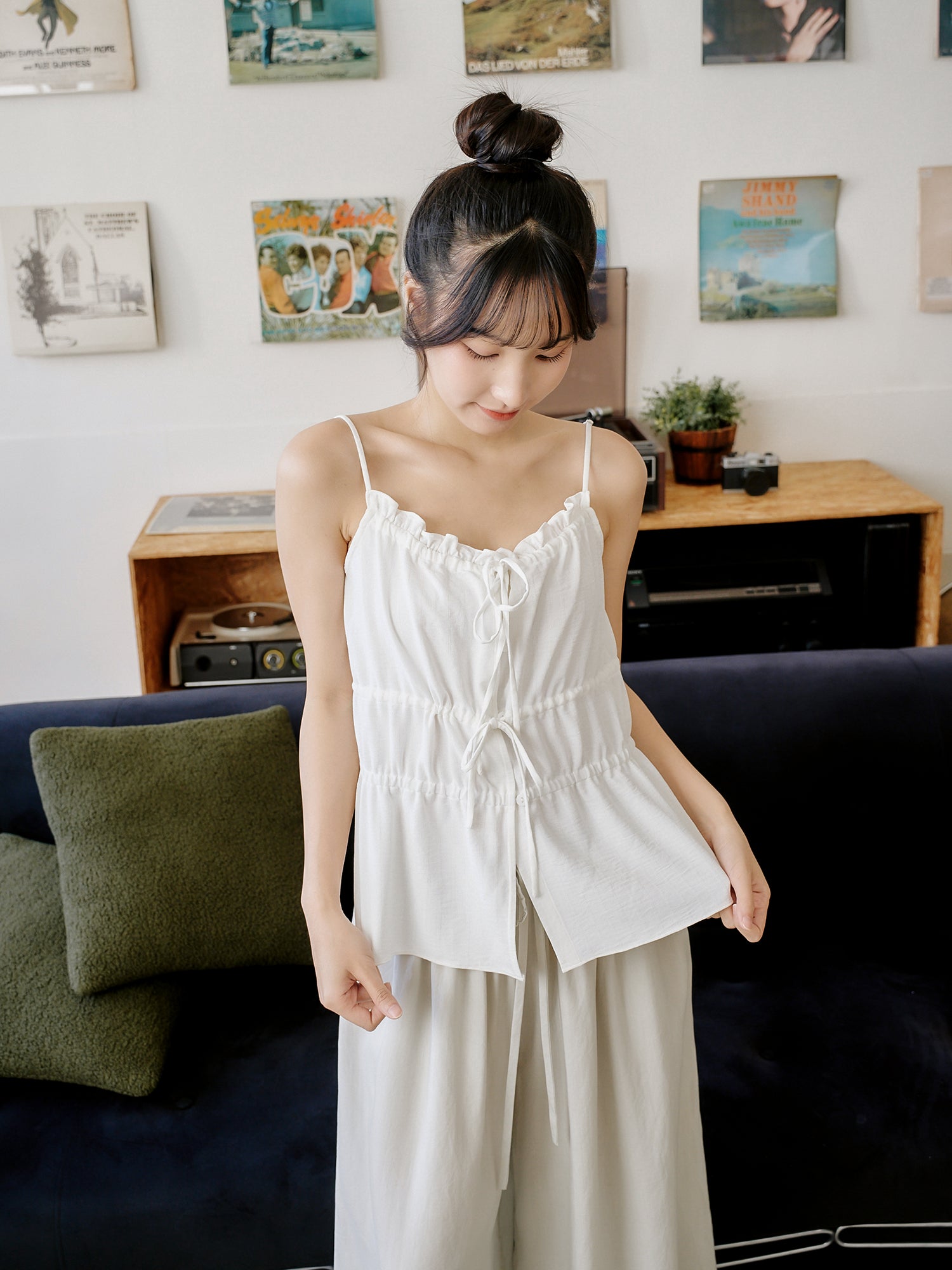 Tie Front Ruffled Cami Top