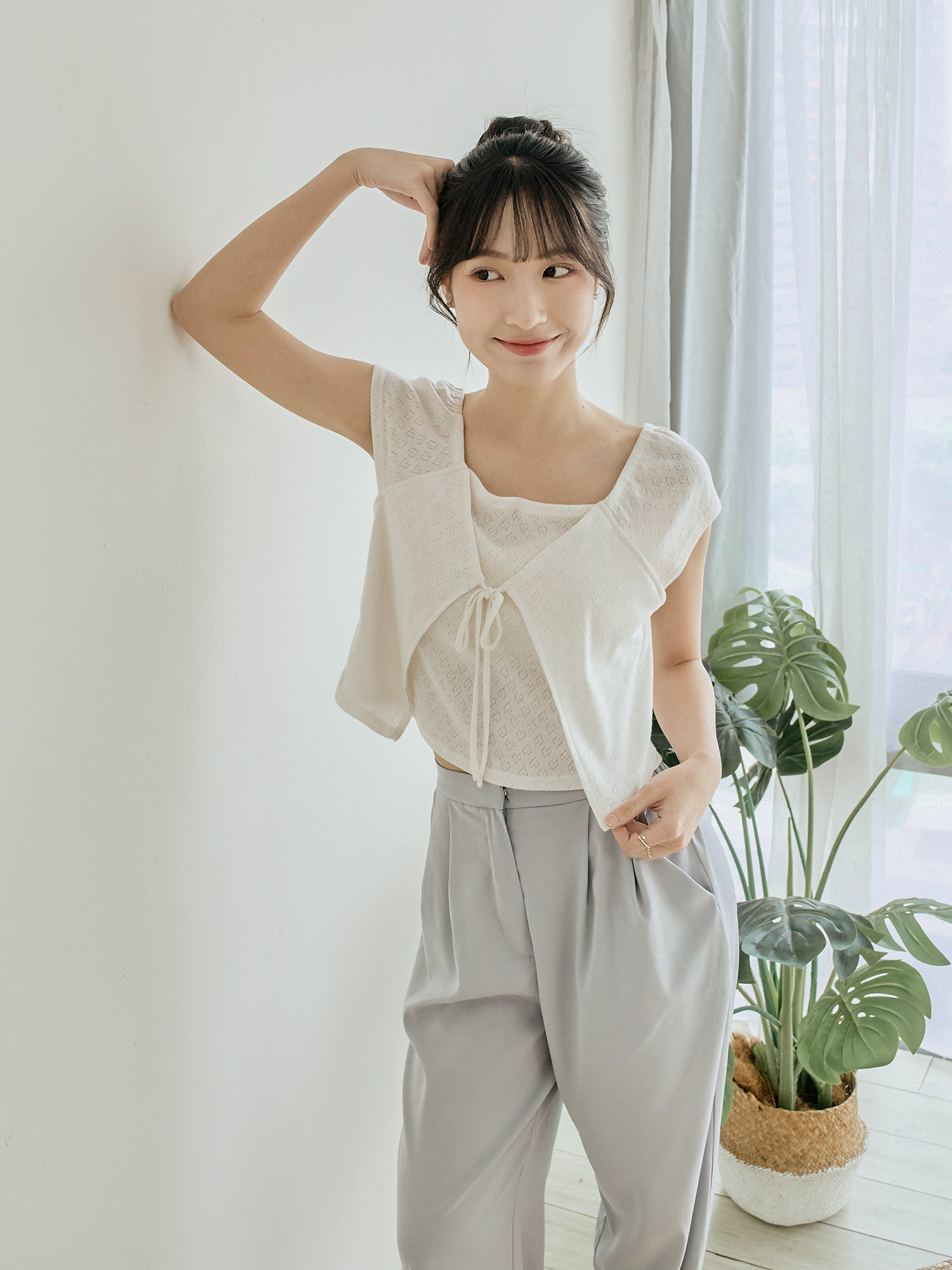 Heart Pointelle Layered Top