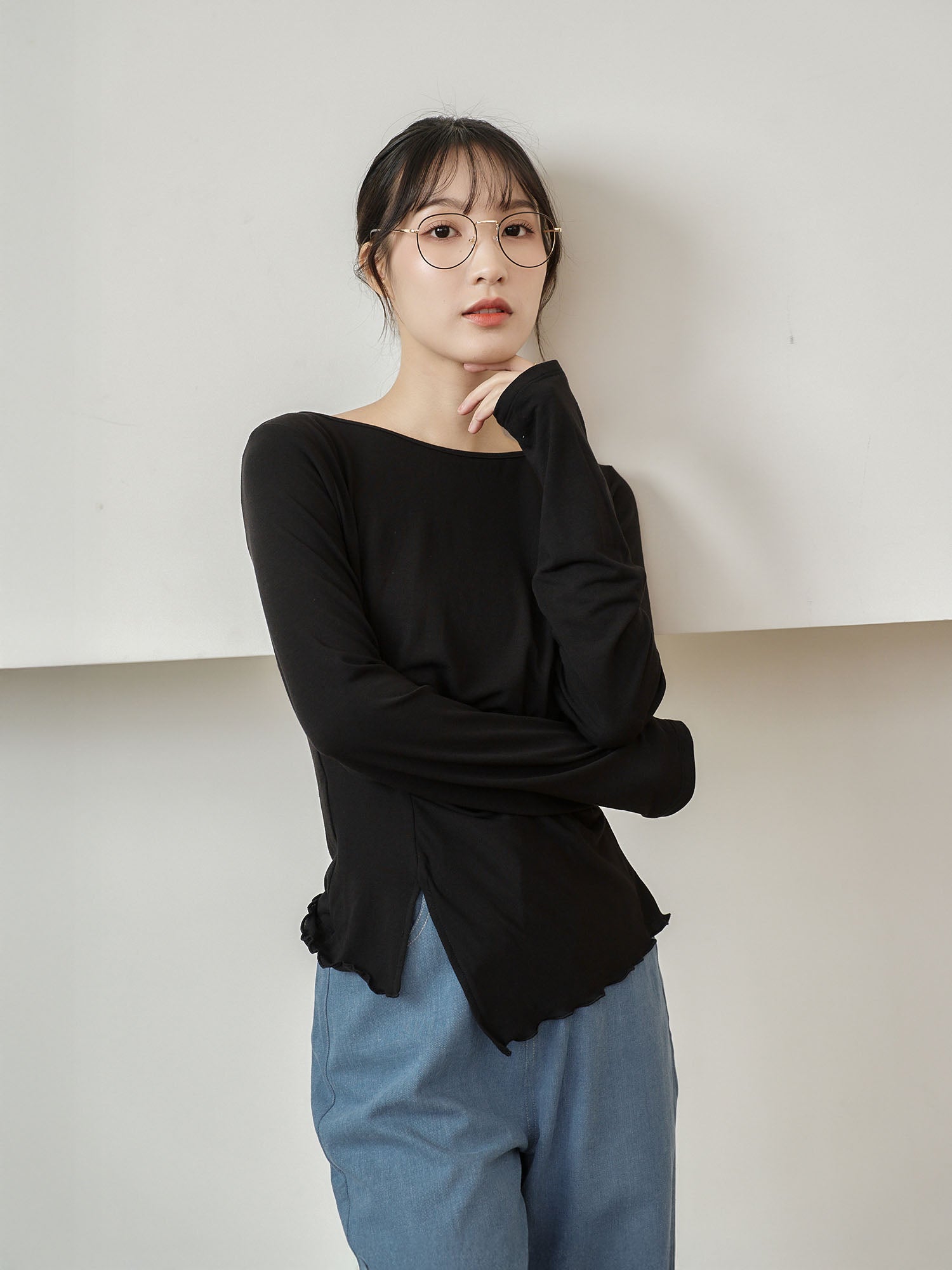 Feminine Asymmetric Pleated Drape Top