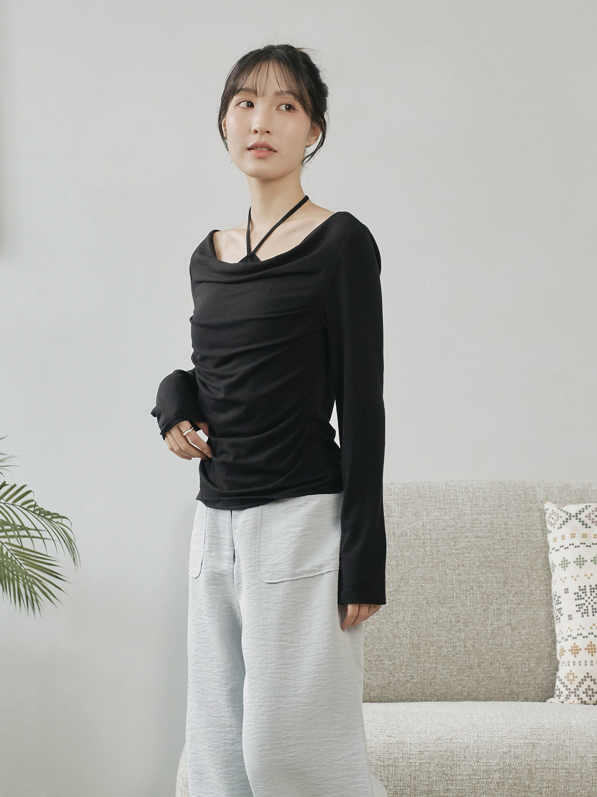 Layered Tie Neck Top