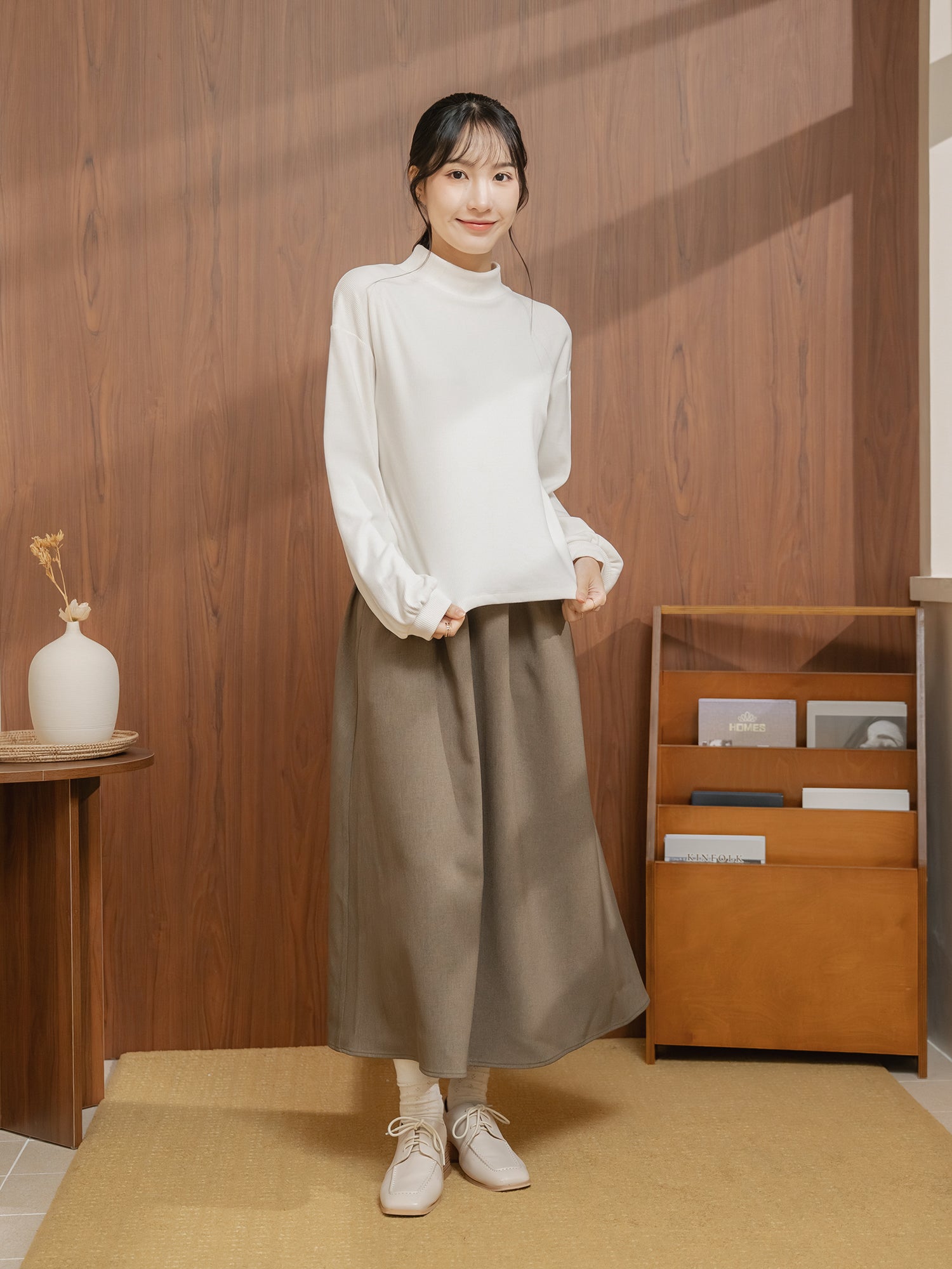 Ribbed High Neck Top