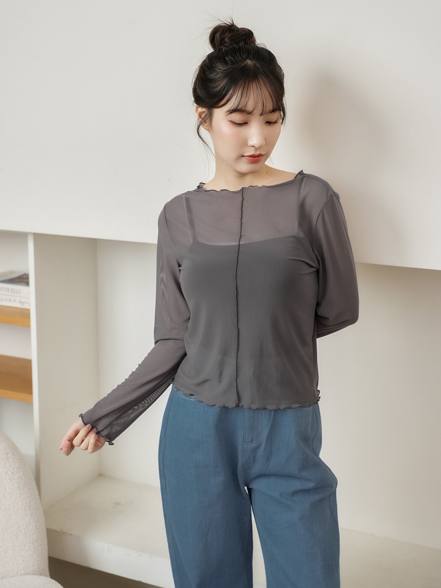 Soft Ruffle Sheer Top