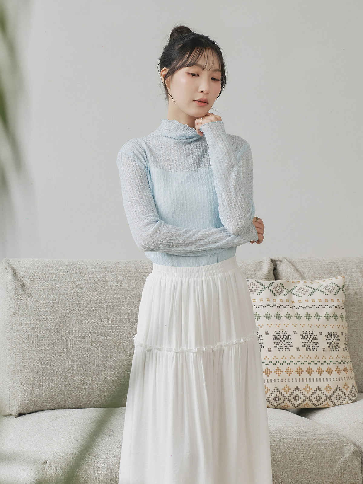 Lace High Neck Top