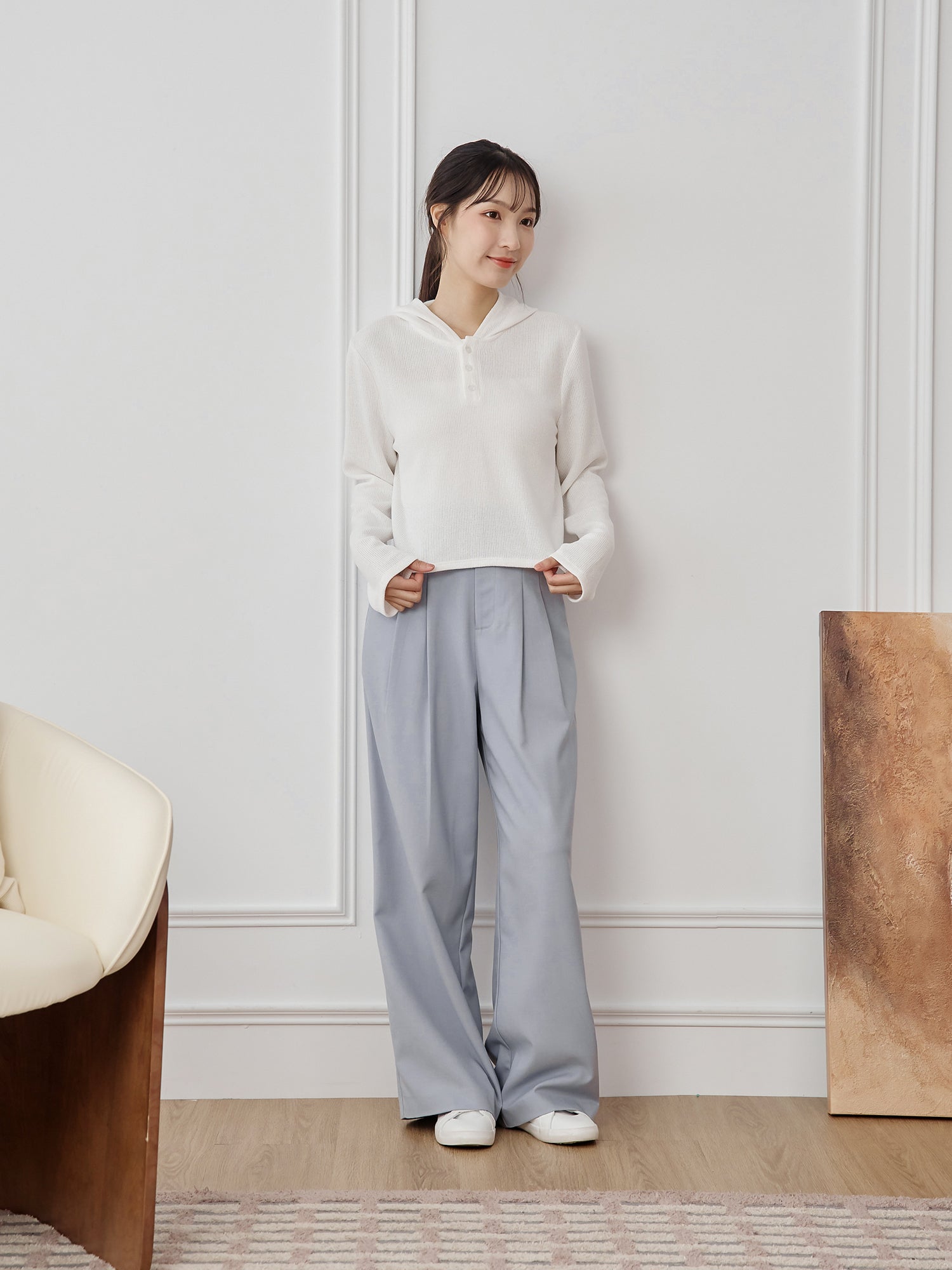 Henley Hooded Knit Top