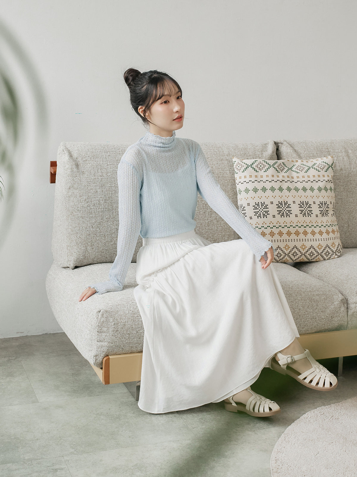 Ruffle Trim Midi Skirt