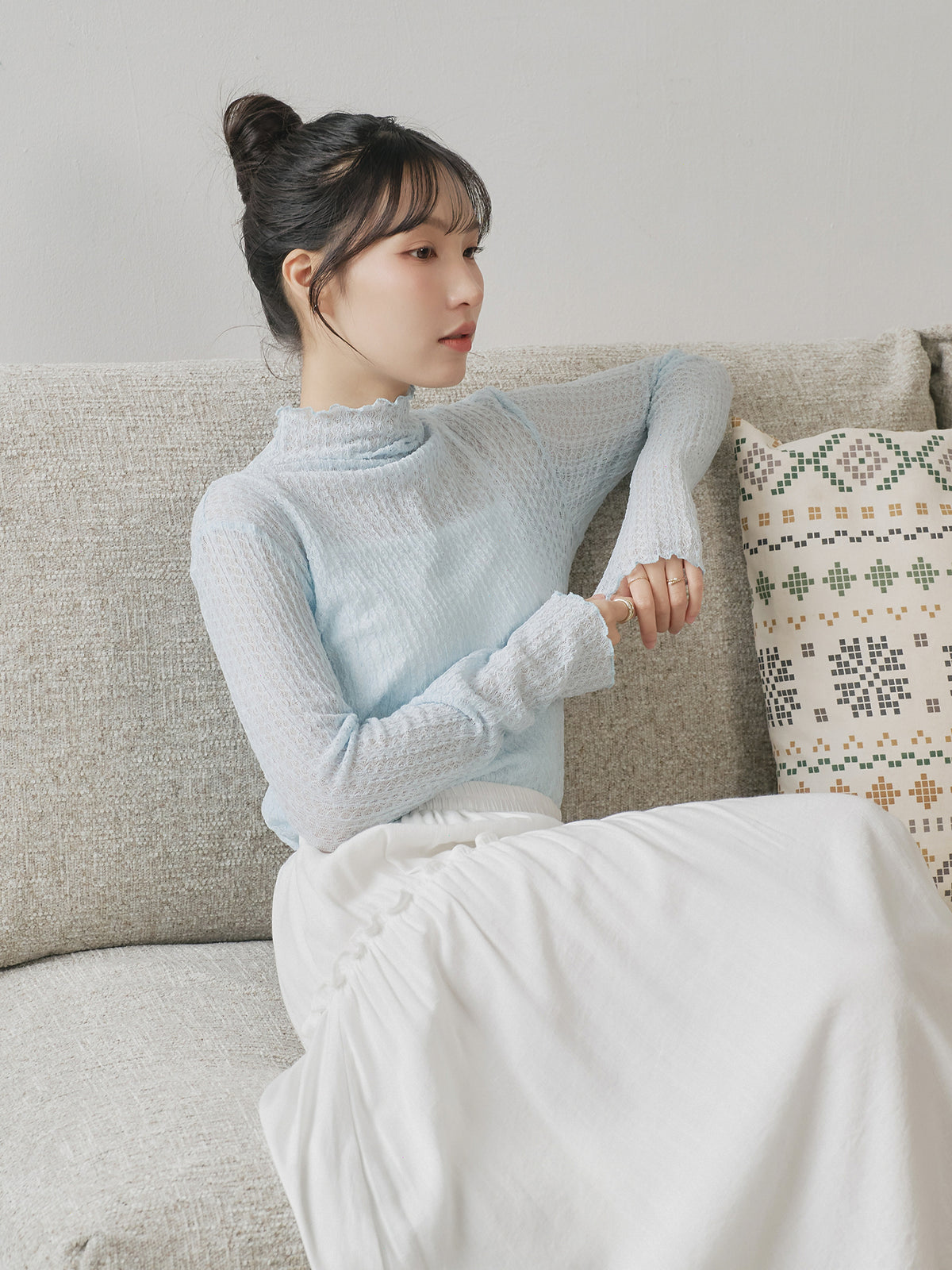 Lace High Neck Top
