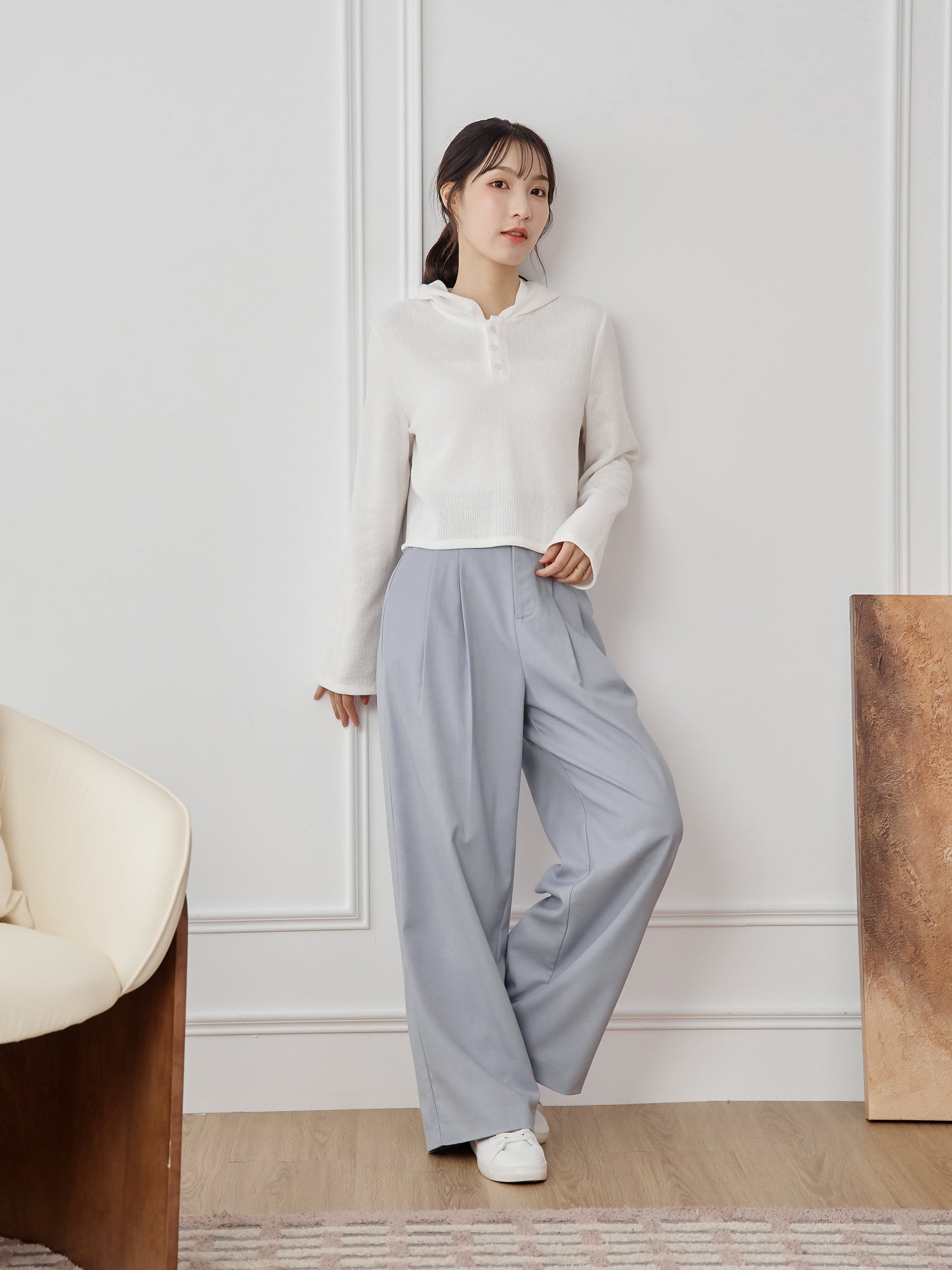 Henley Hooded Knit Top