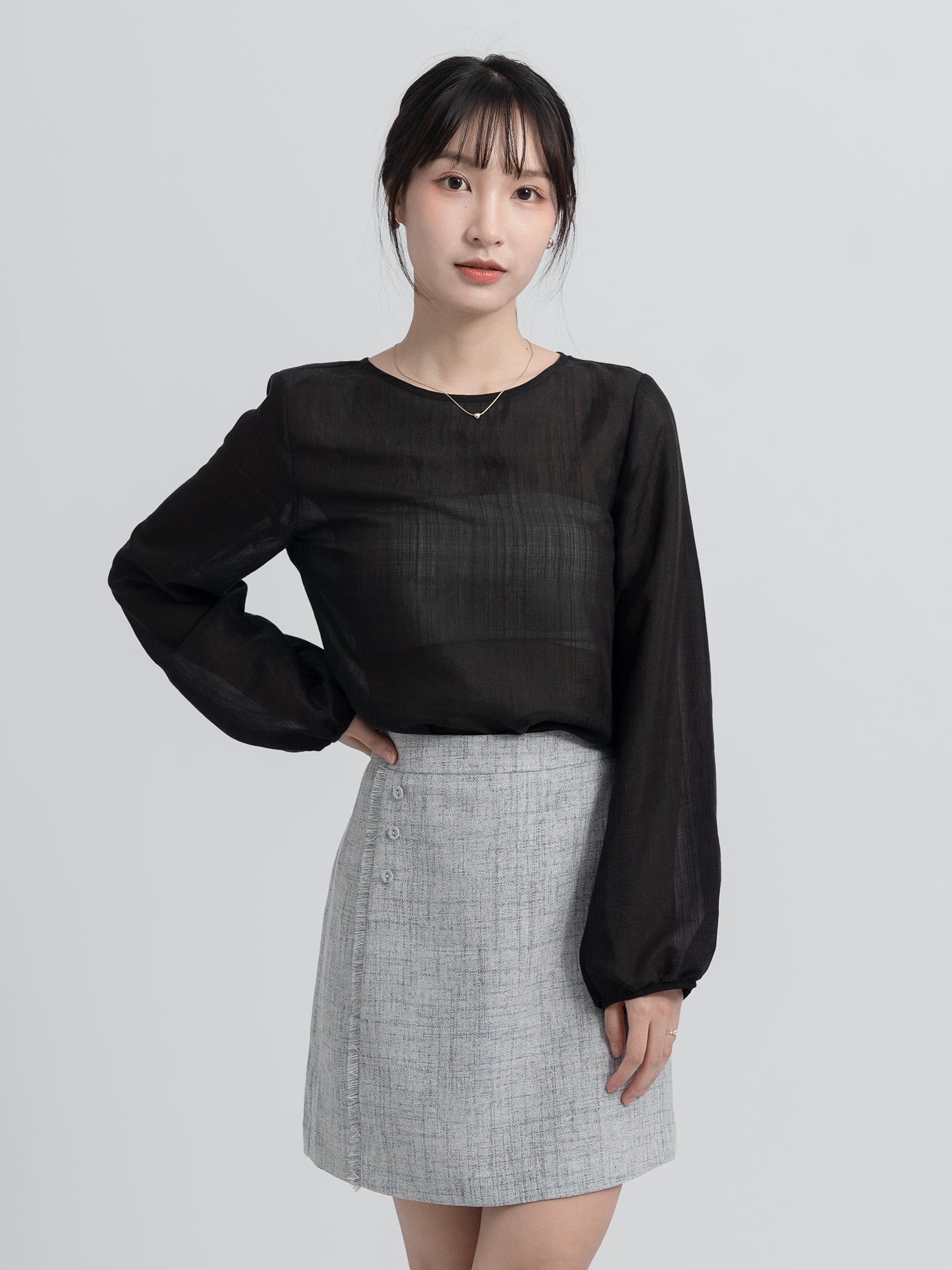 Ember 鬚邊粗花呢短裙