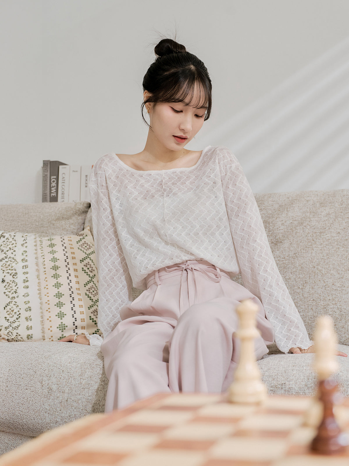 日系菱格紋鉤織上衣