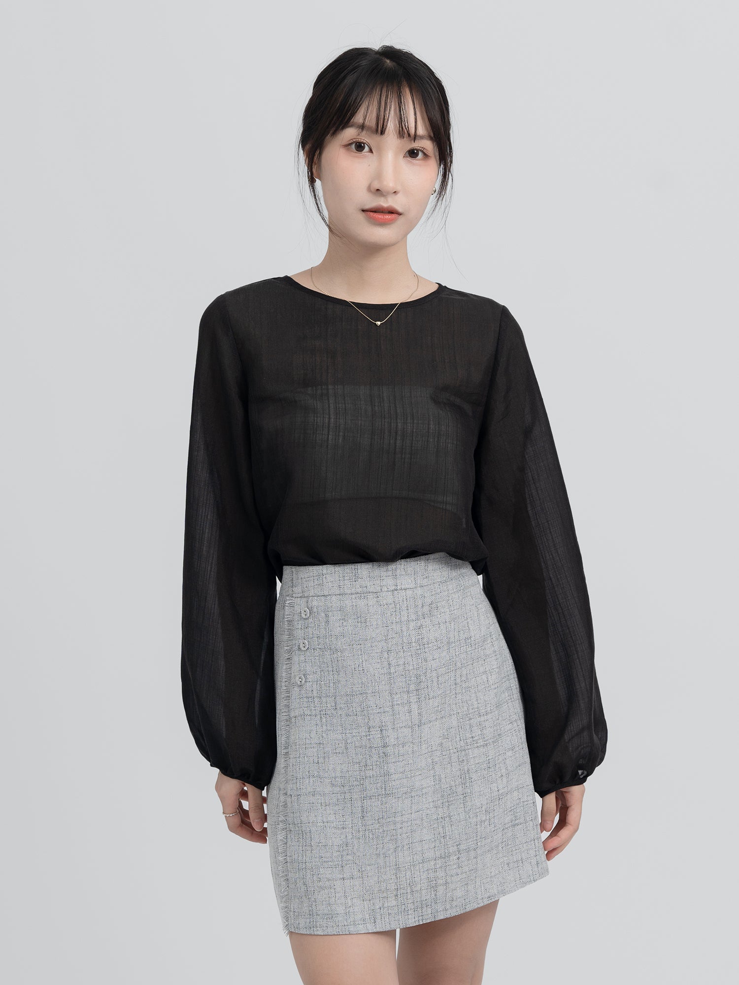 Ember 鬚邊粗花呢短裙