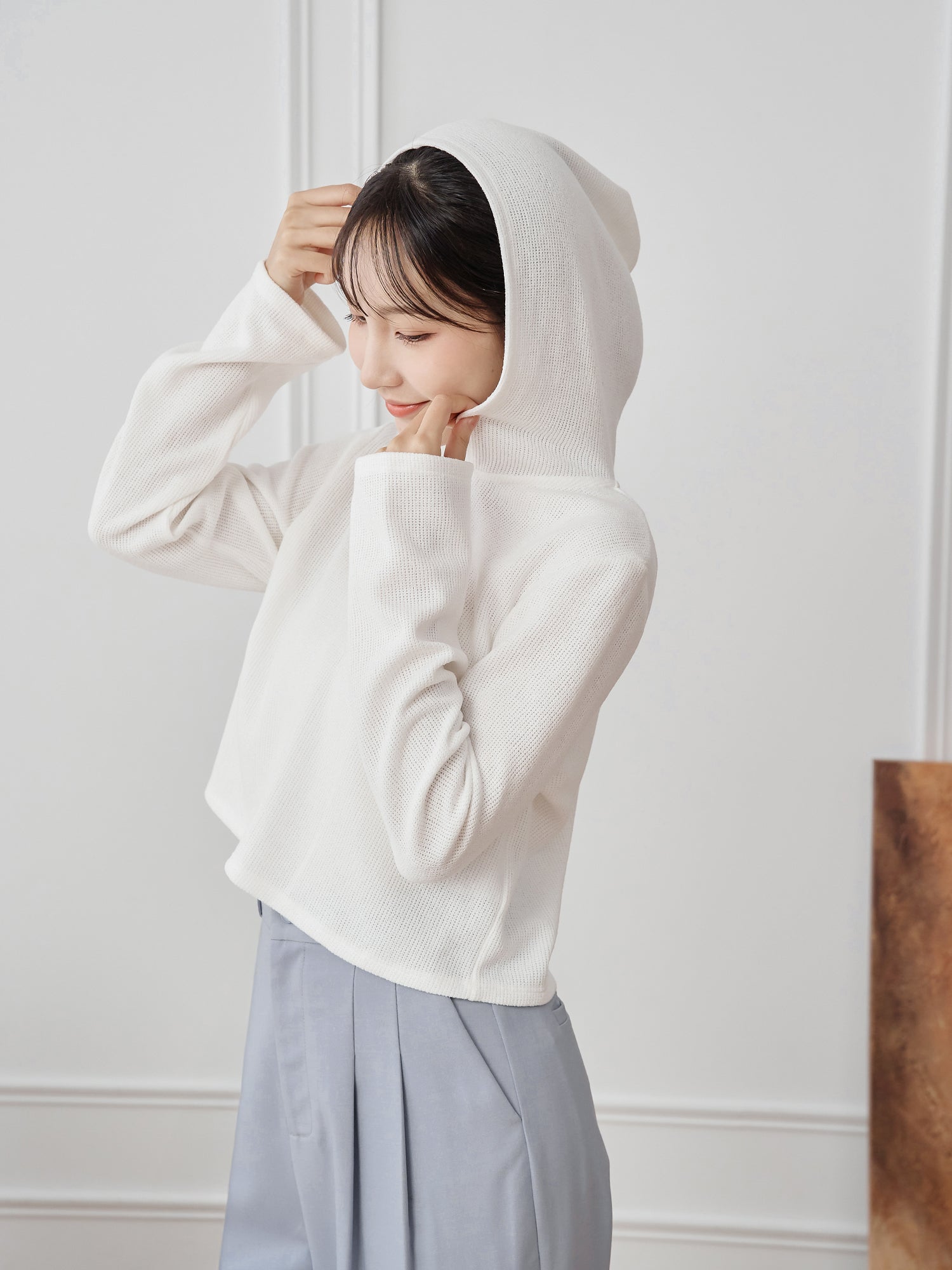 Henley Hooded Knit Top