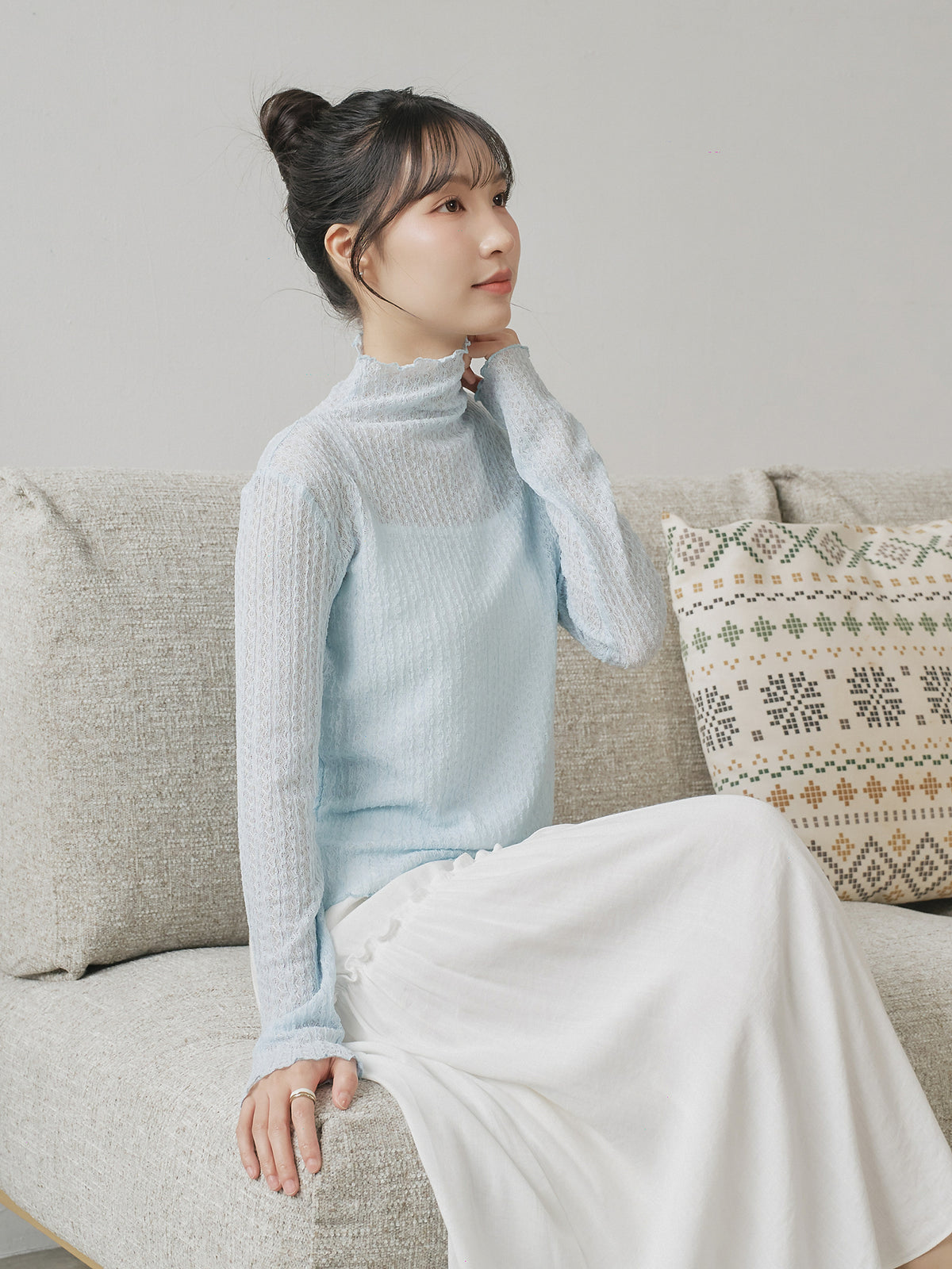 Lace High Neck Top