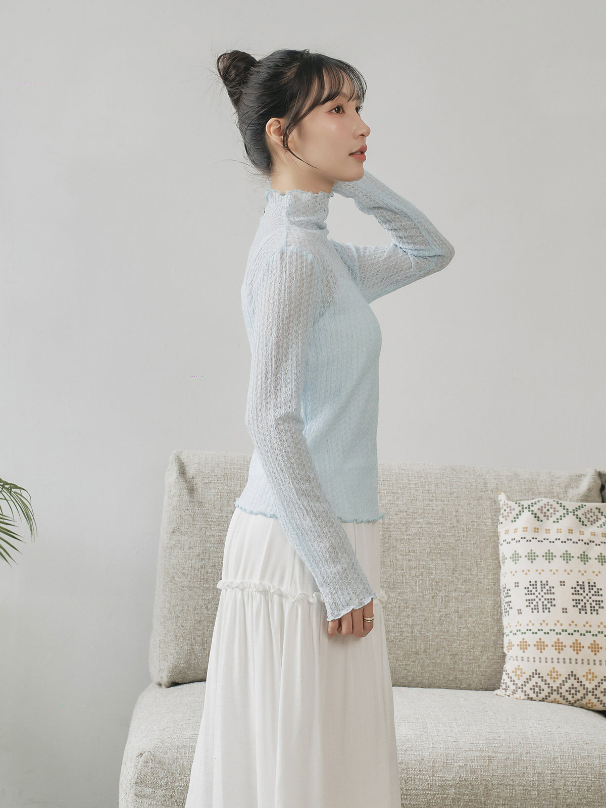 Lace High Neck Top