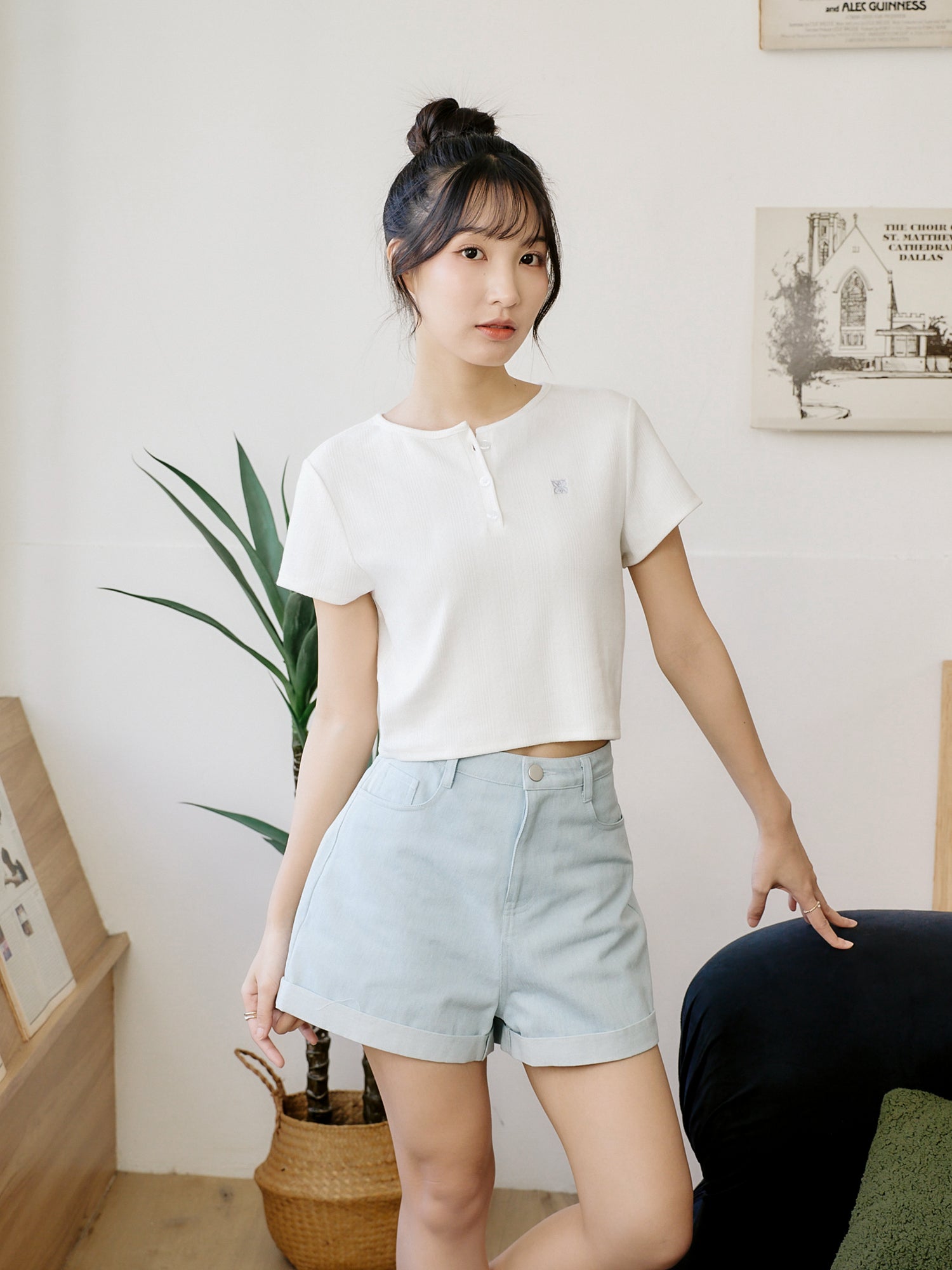 Henley Embroidered Top