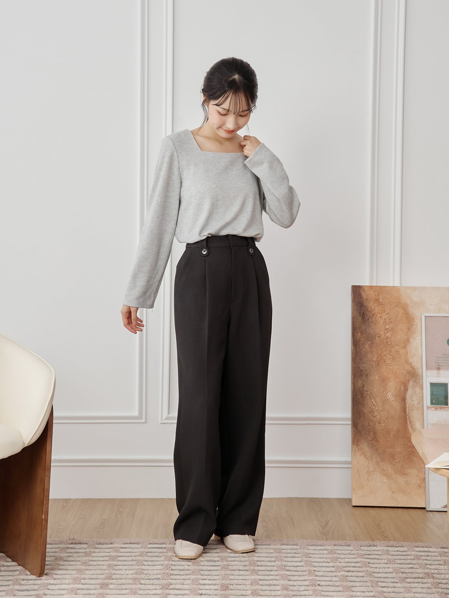 Bell-Sleeve Square Neck Top