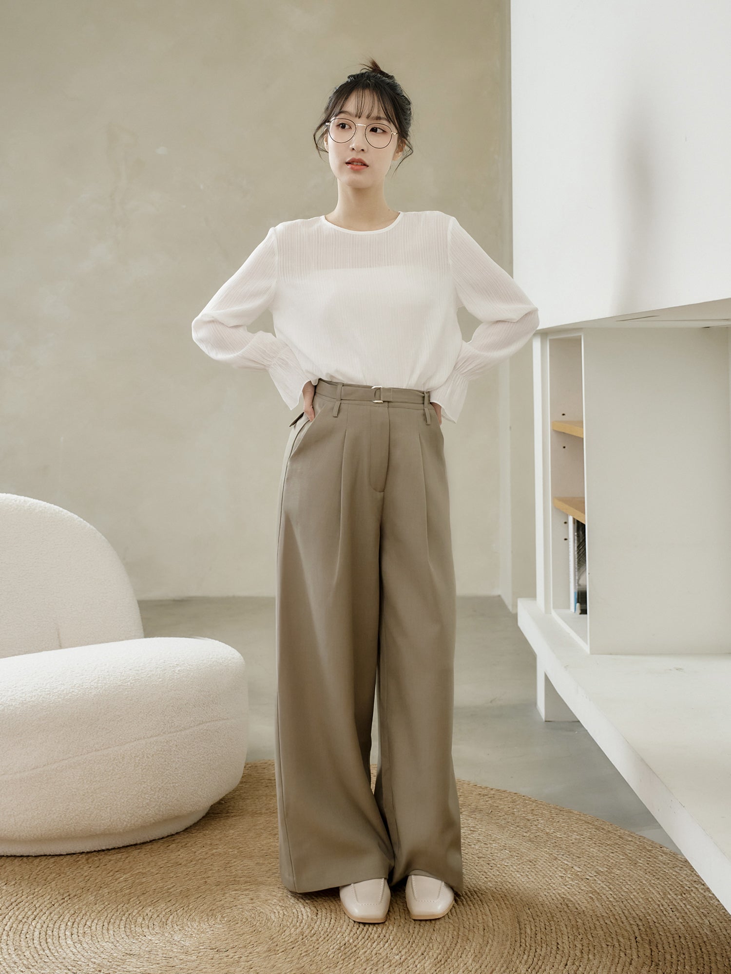 Belted Pleated Pants