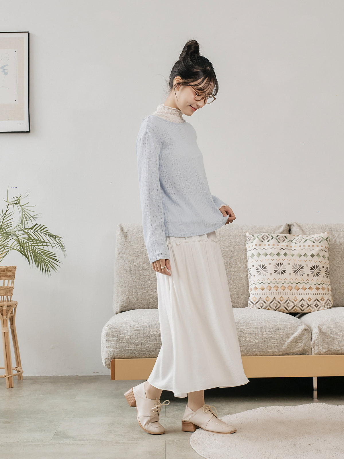 Tie Back Pointelle Sweater