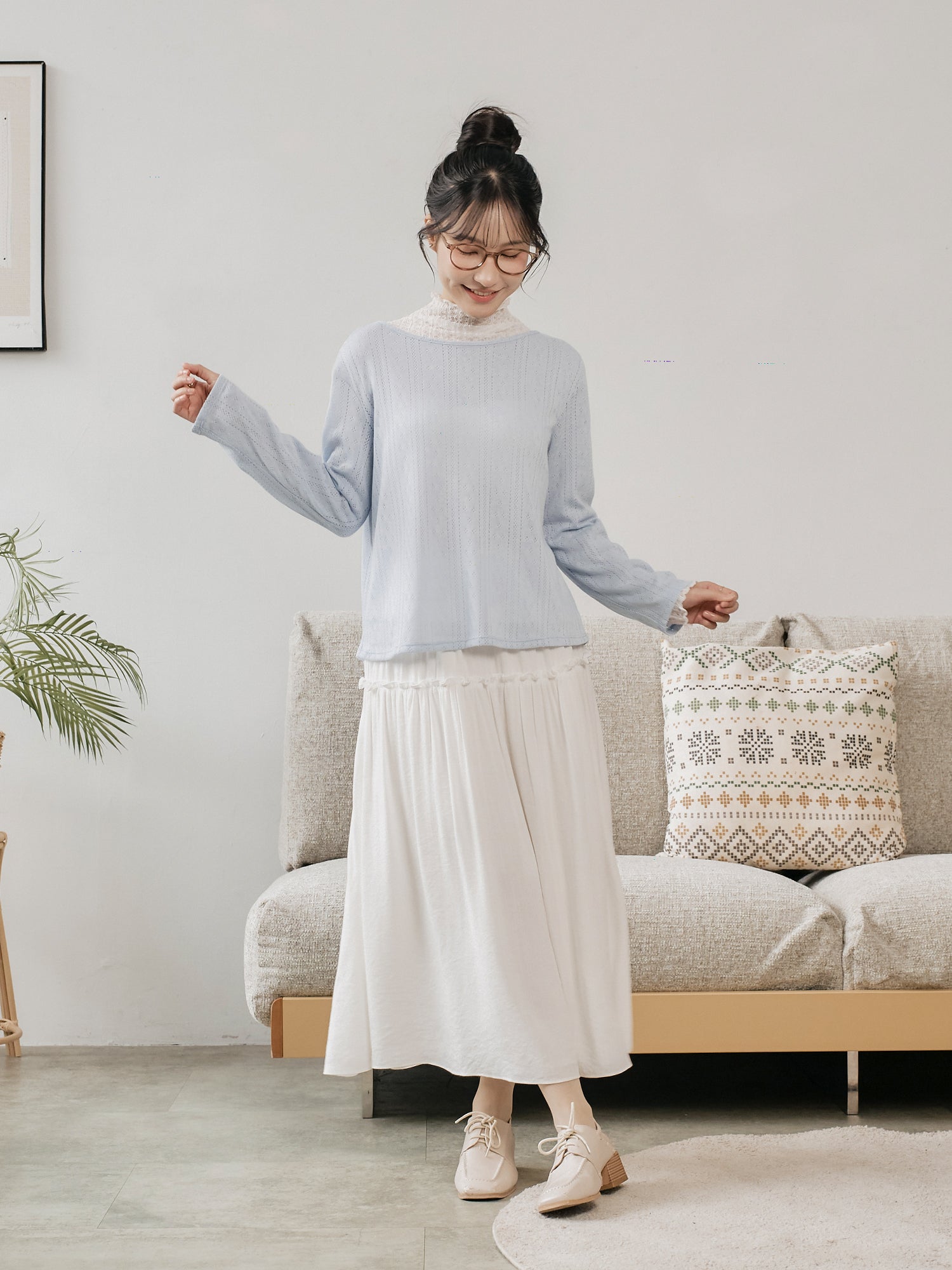 Tie Back Pointelle Sweater