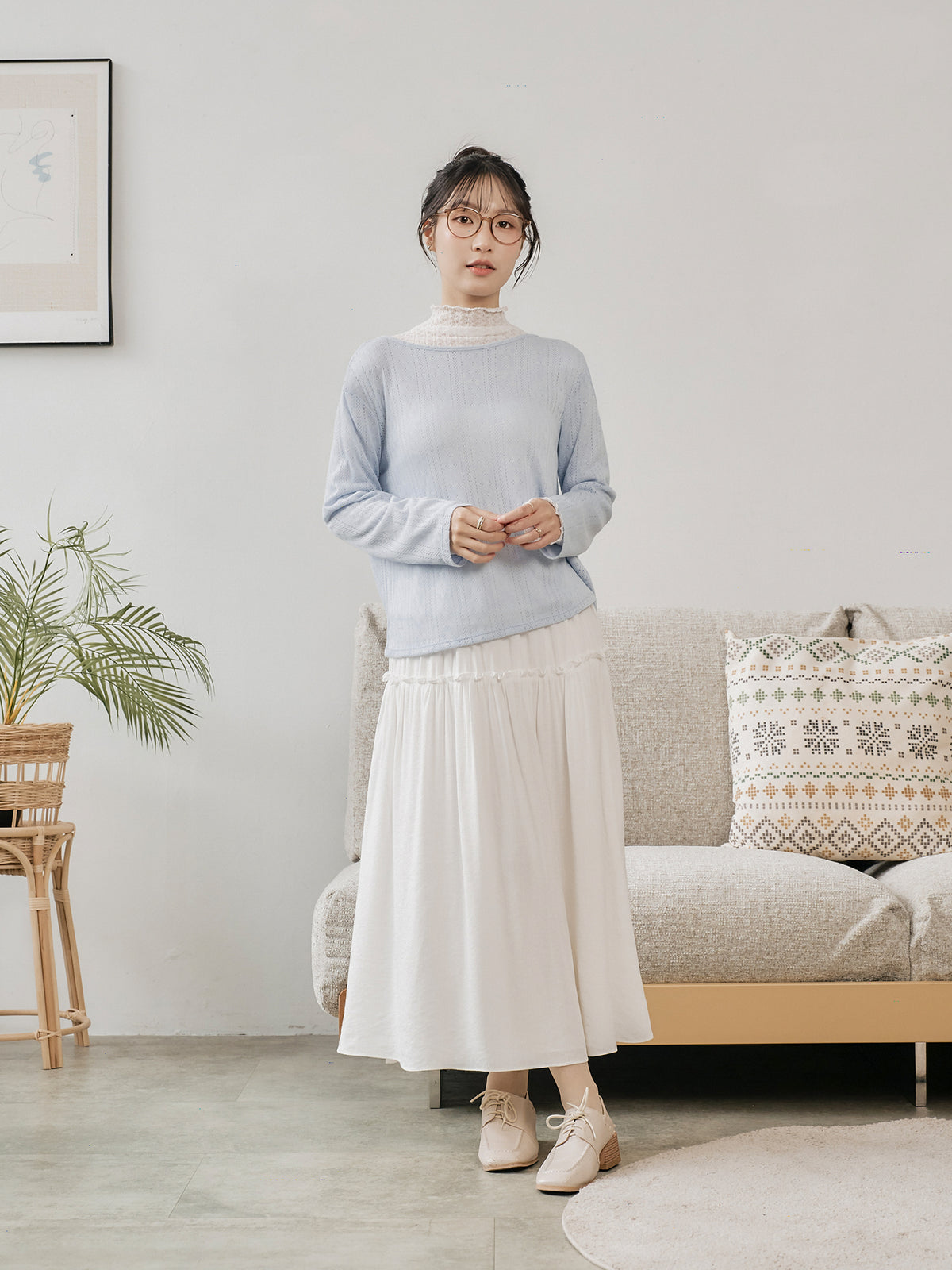 Tie Back Pointelle Sweater