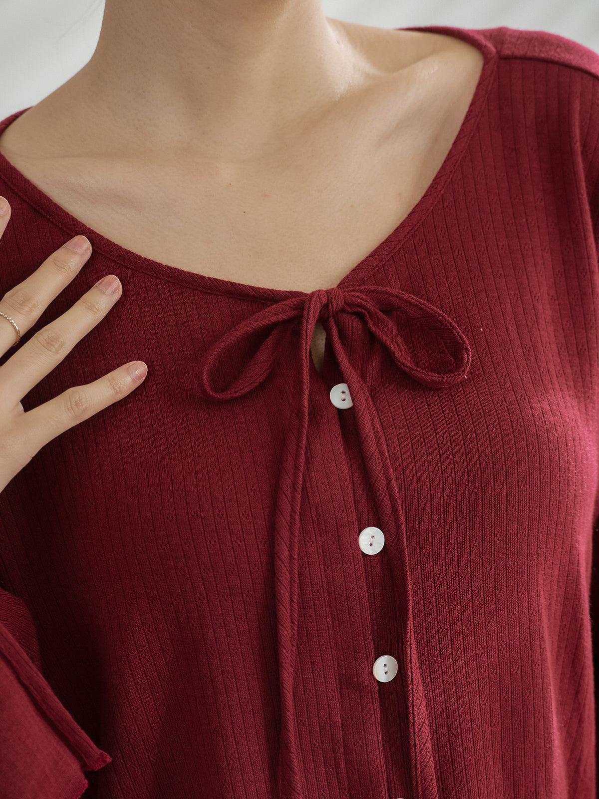 Romantic Buttoned Tie Knit Cardigan