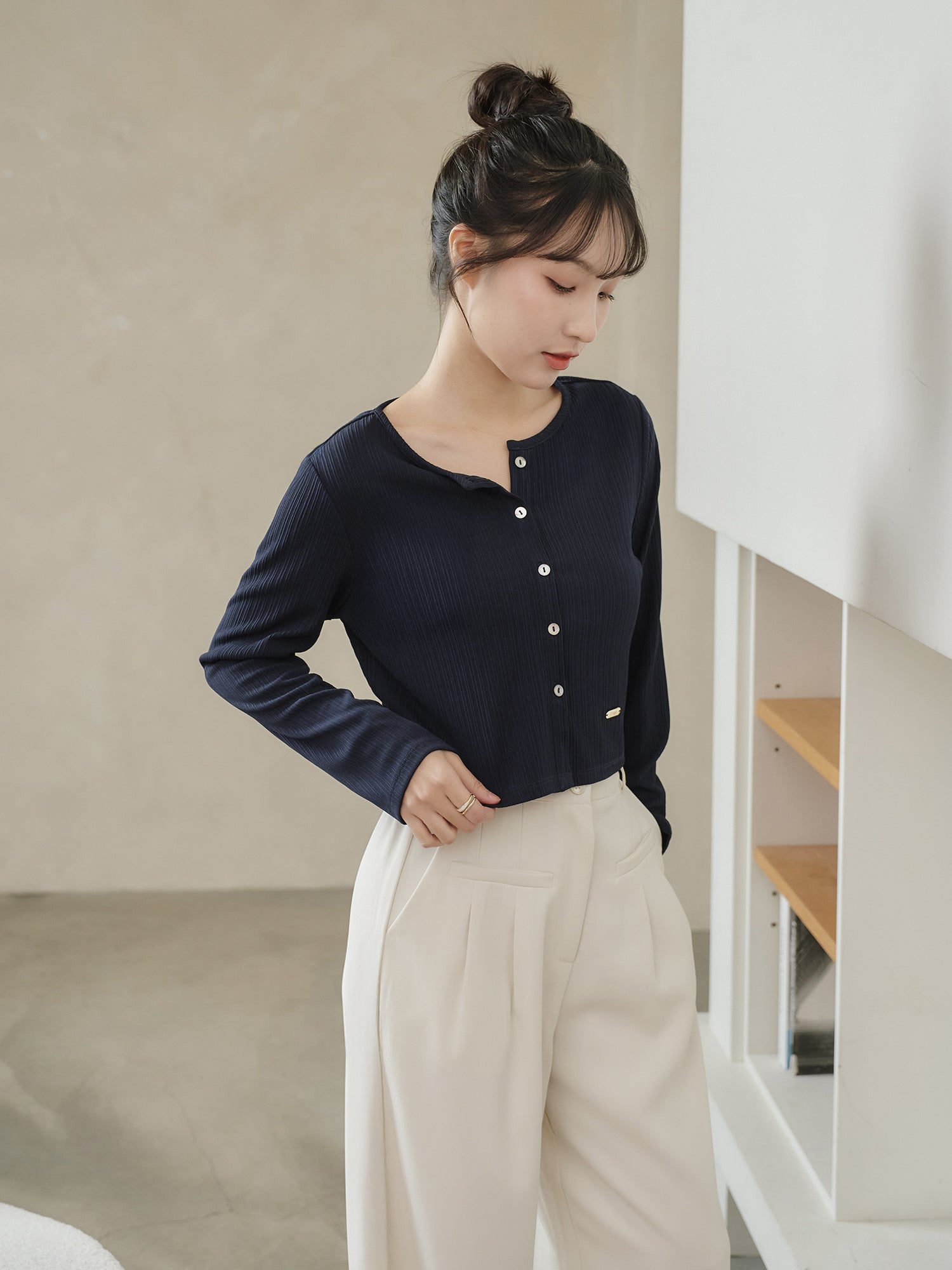 Cropped Pleated Cardigan