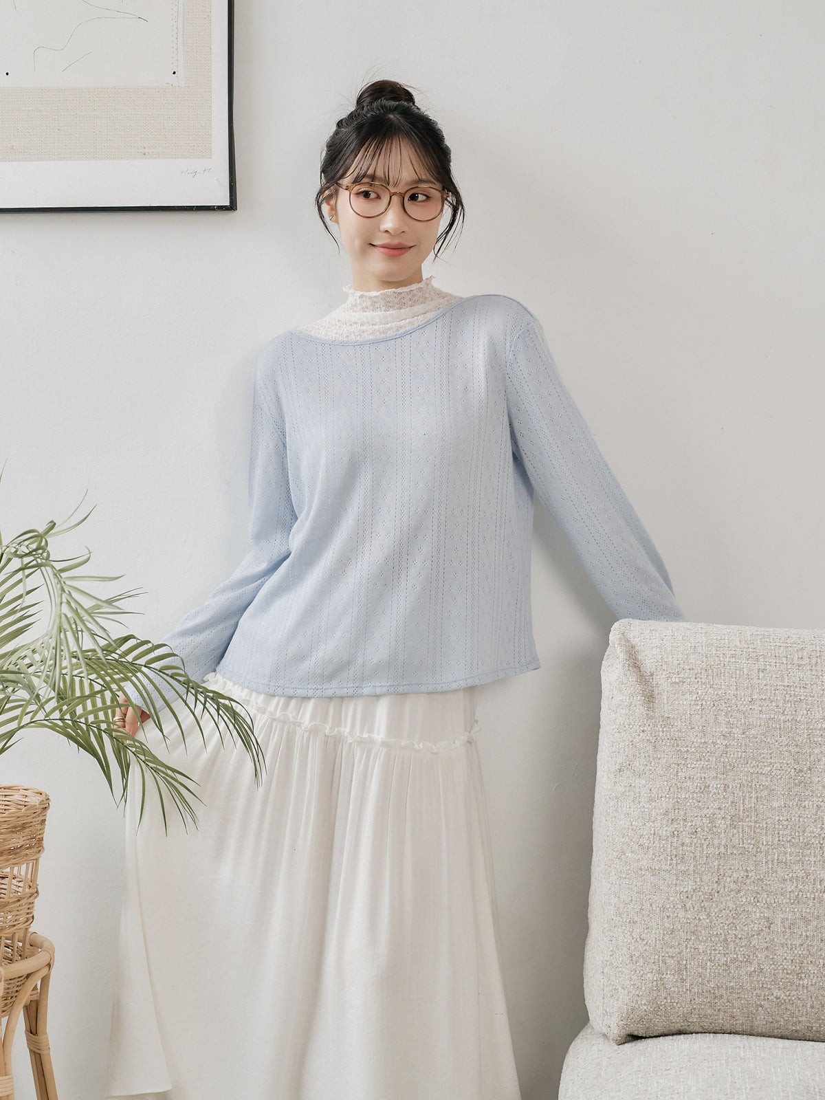 Tie Back Pointelle Sweater