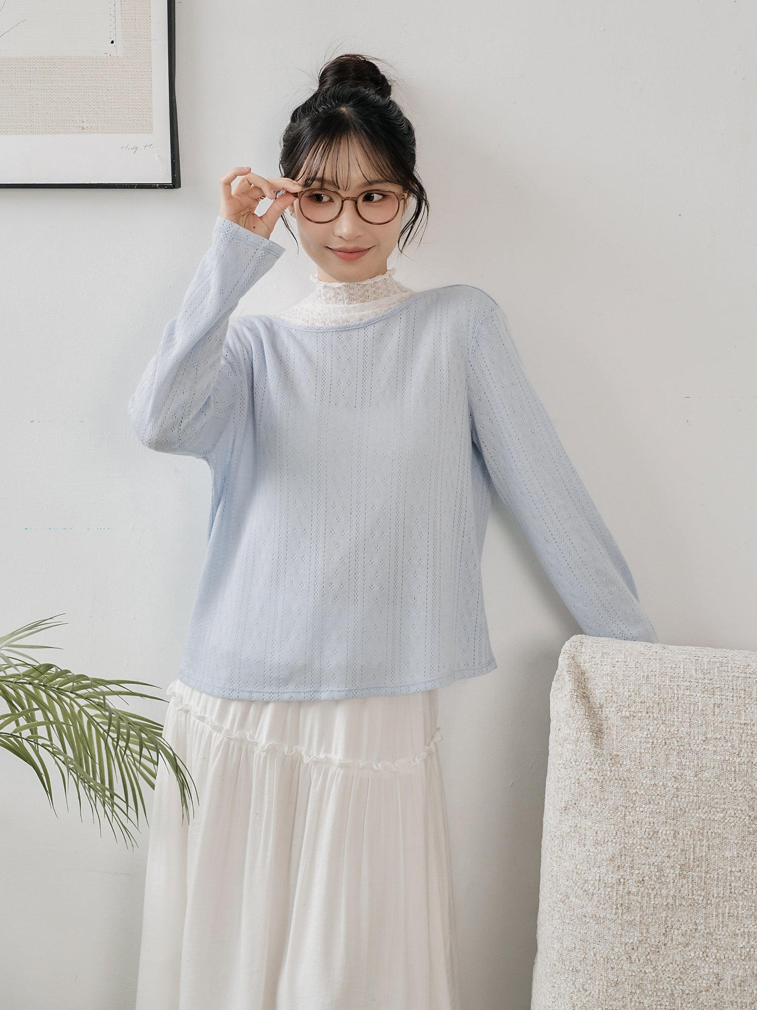 Tie Back Pointelle Sweater
