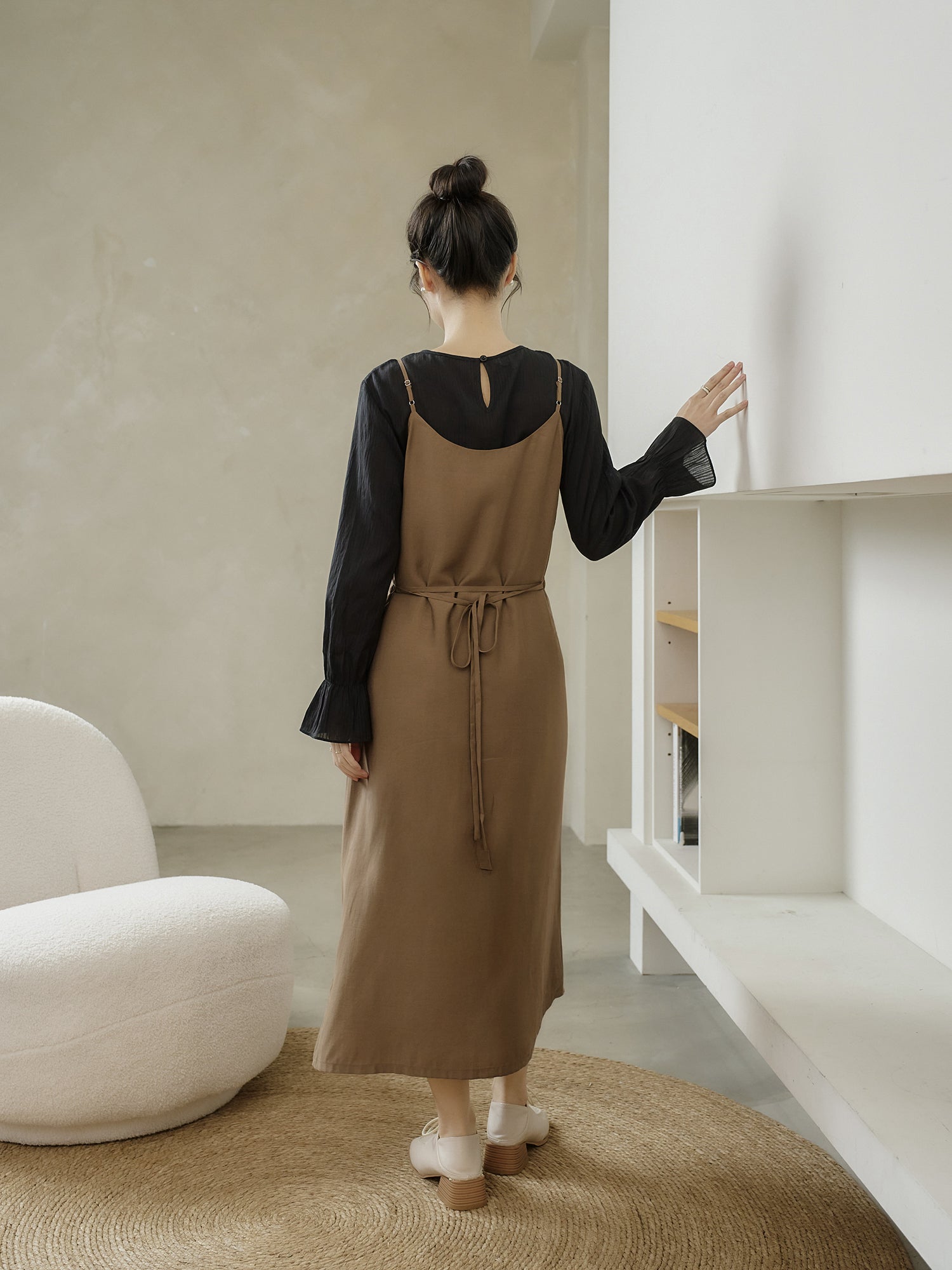 Wool-Blend Side Slit Cami Dress