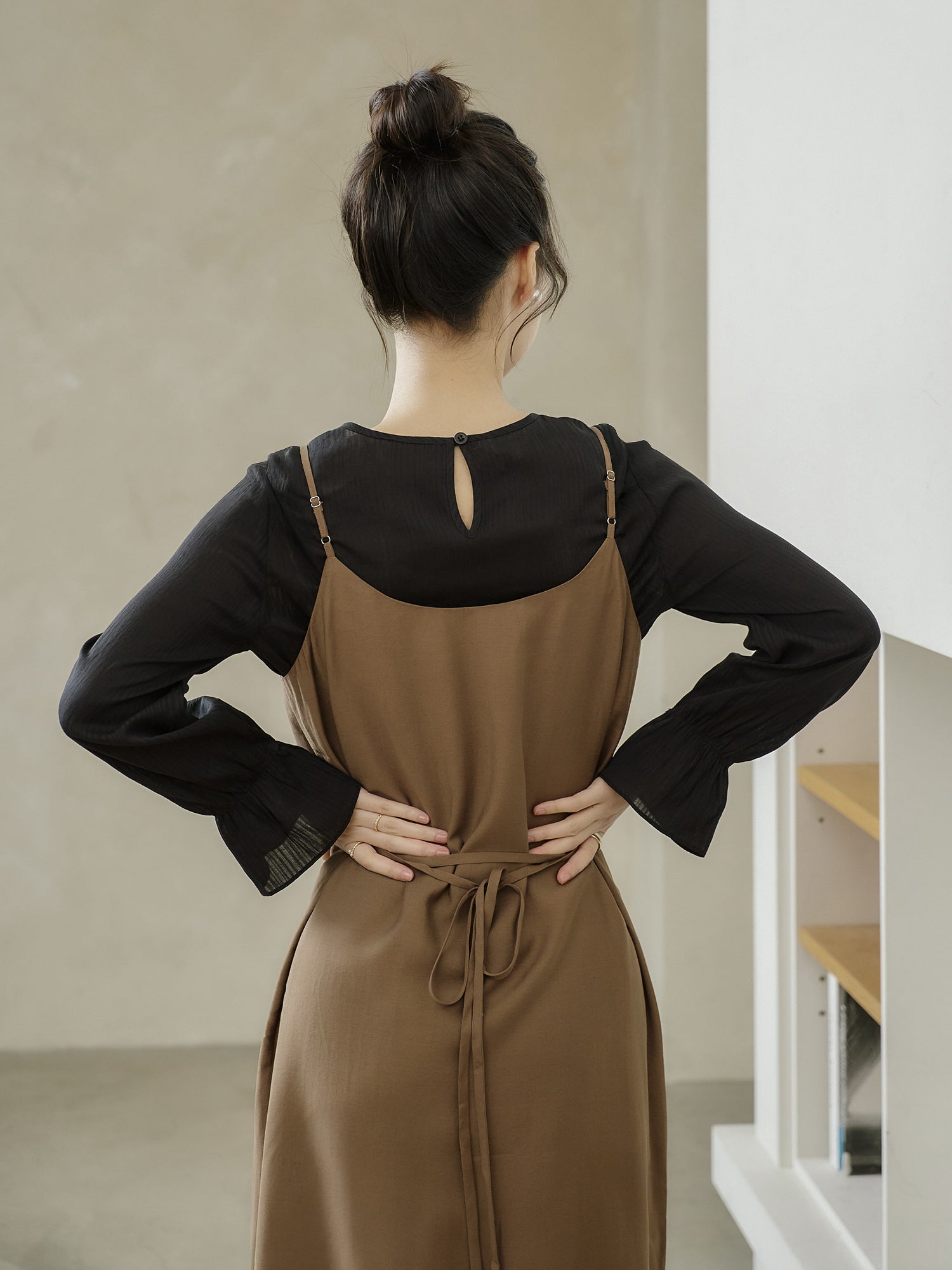 Wool-Blend Side Slit Cami Dress