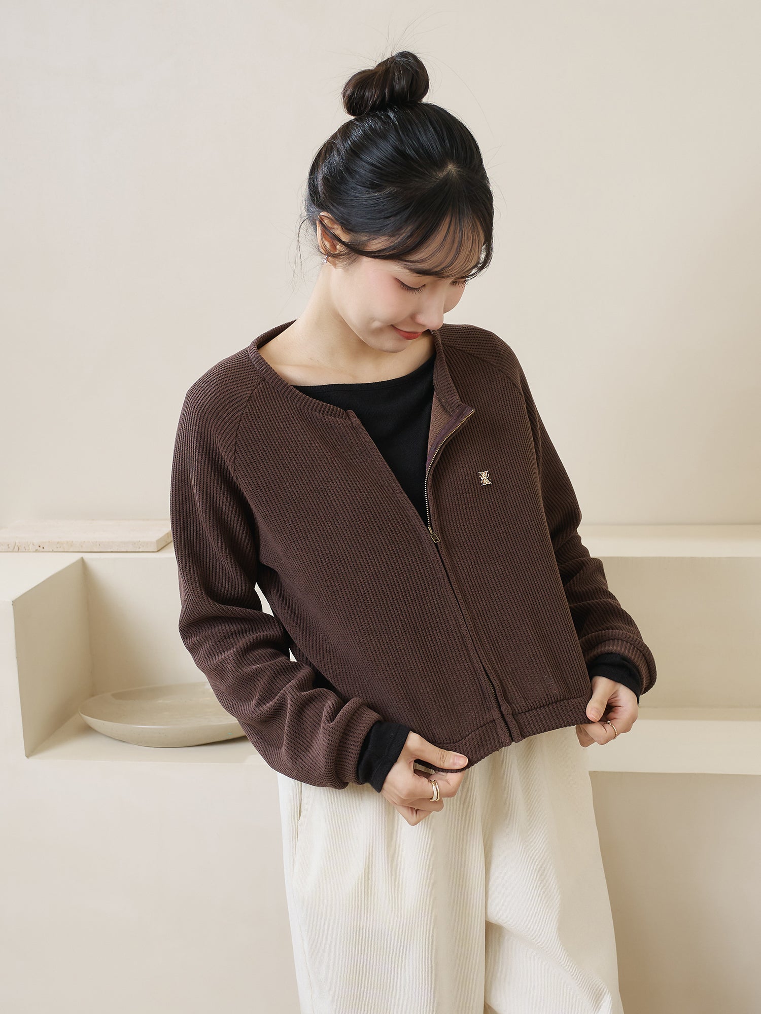 Waffle Zip-up Jacket