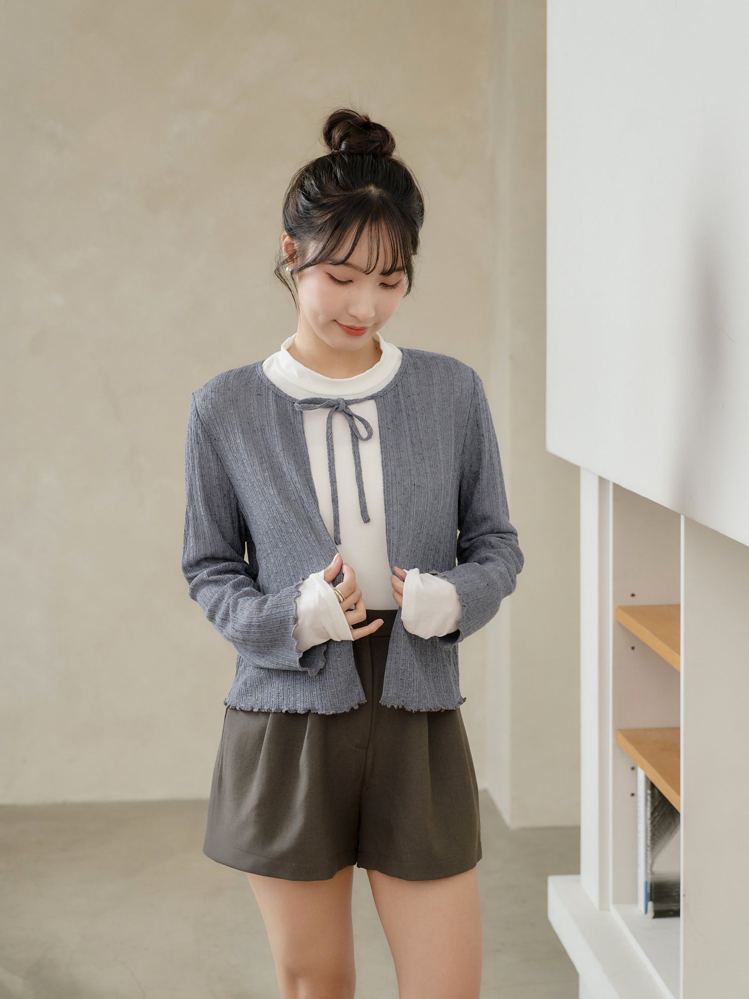 Crochet Tie Neck Cardigan